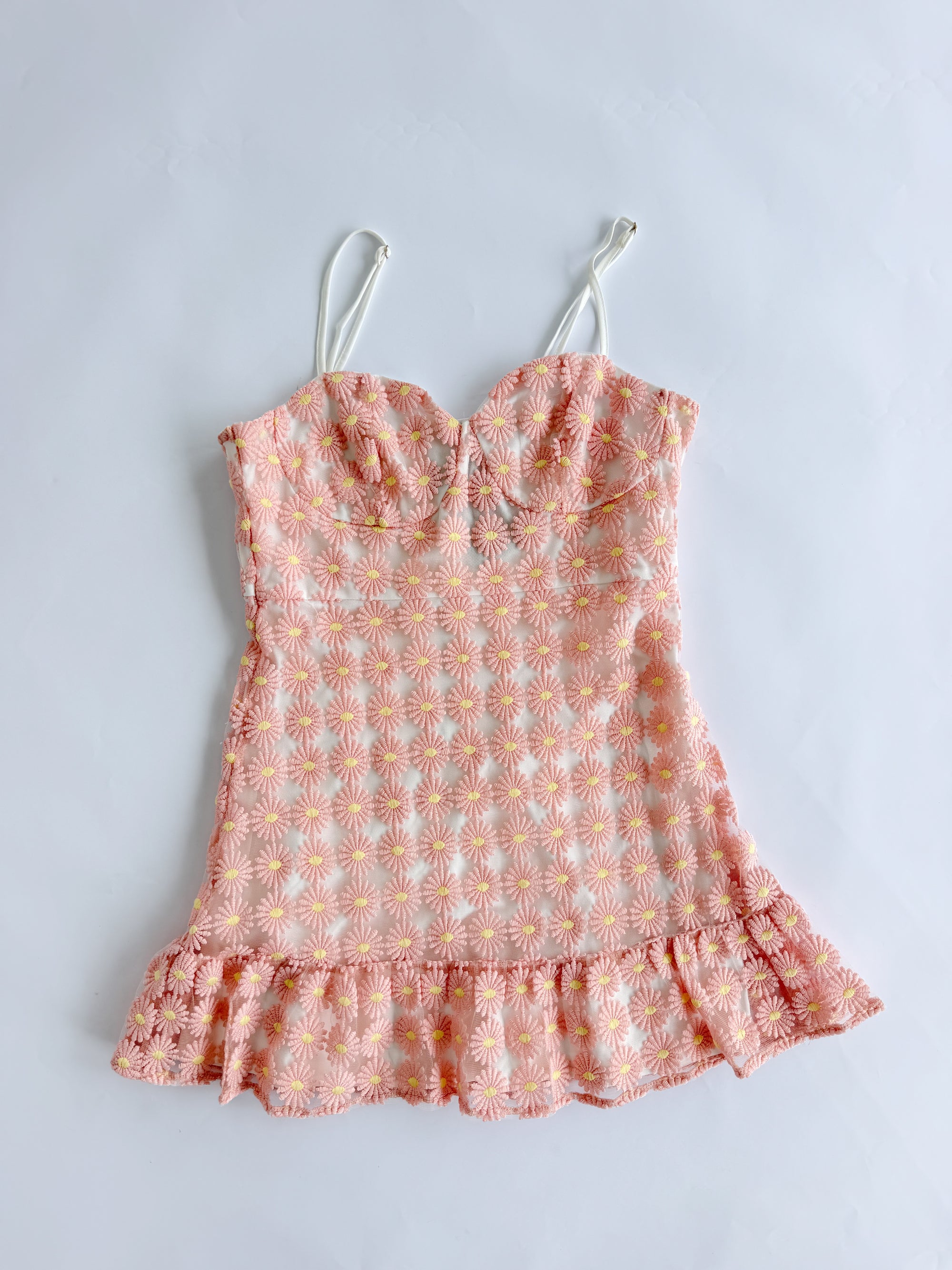 Pink + Yellow Floral Mini Dress