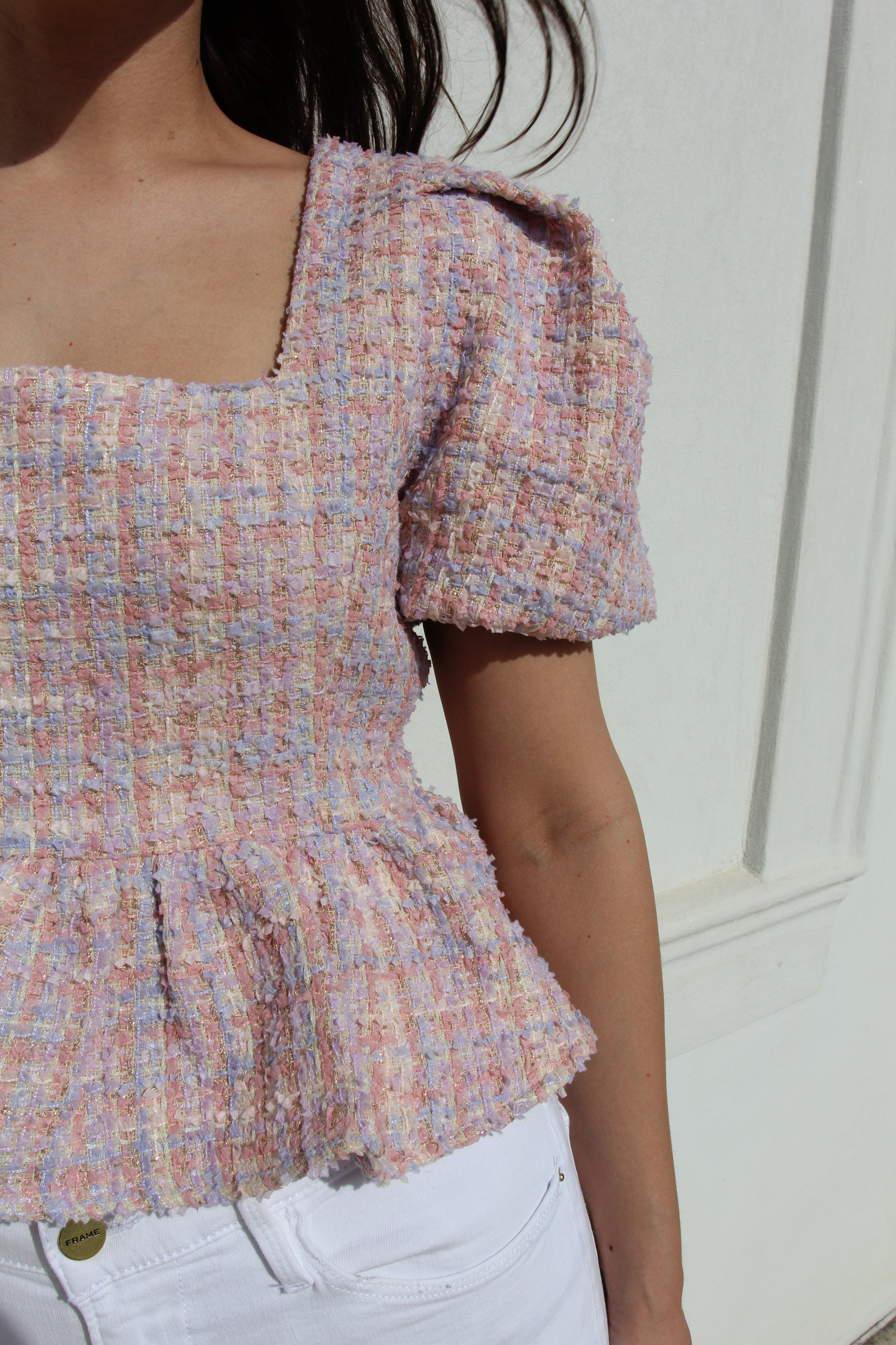 NWT Spring Tweed Peplum Top