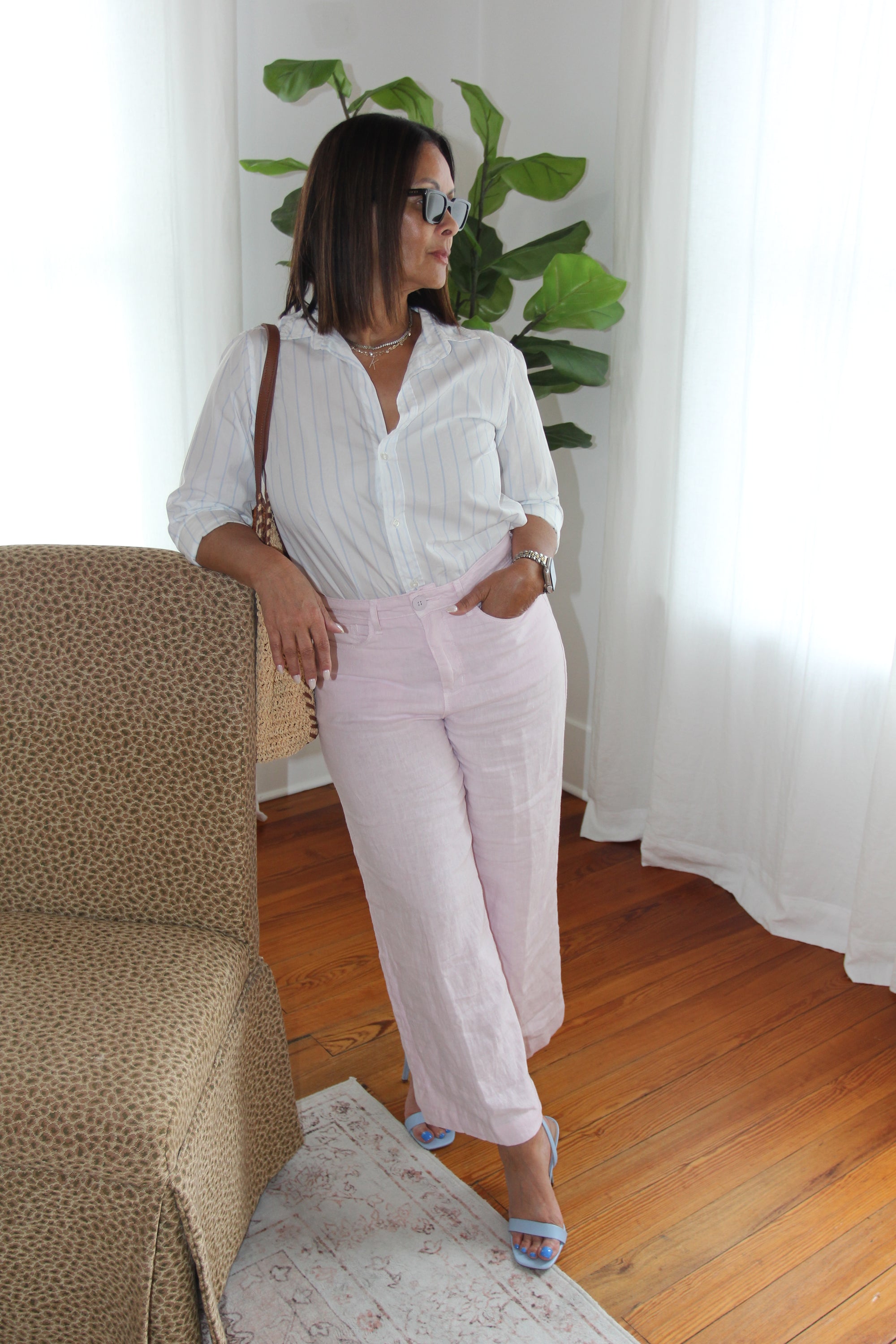 L'agence Amara High-Rise Wide-Leg Linen Pants