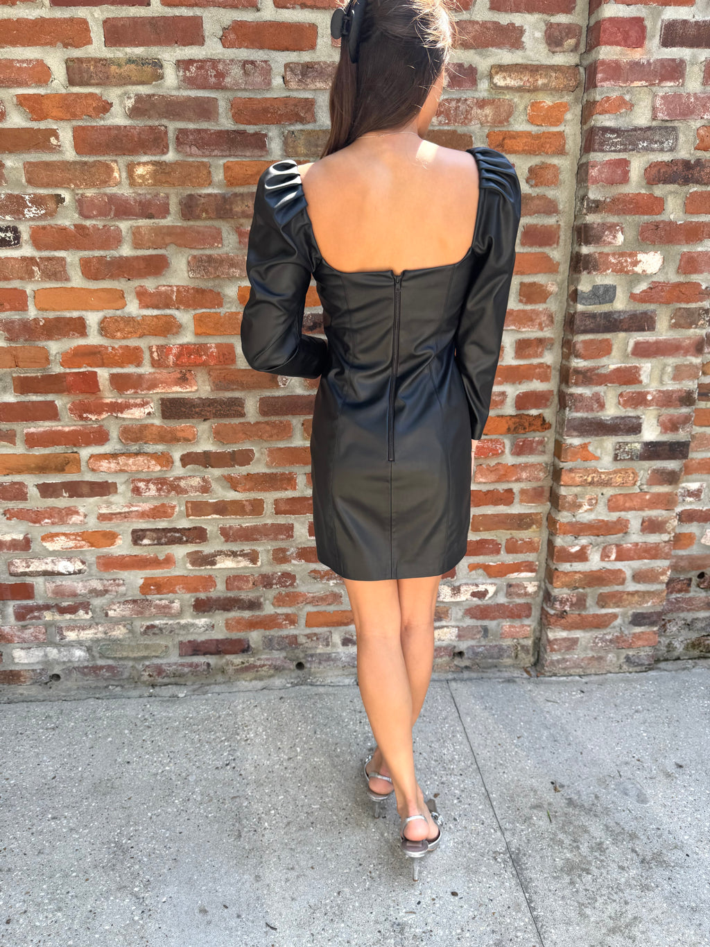 Alice + Olivia Navy Leather Dress