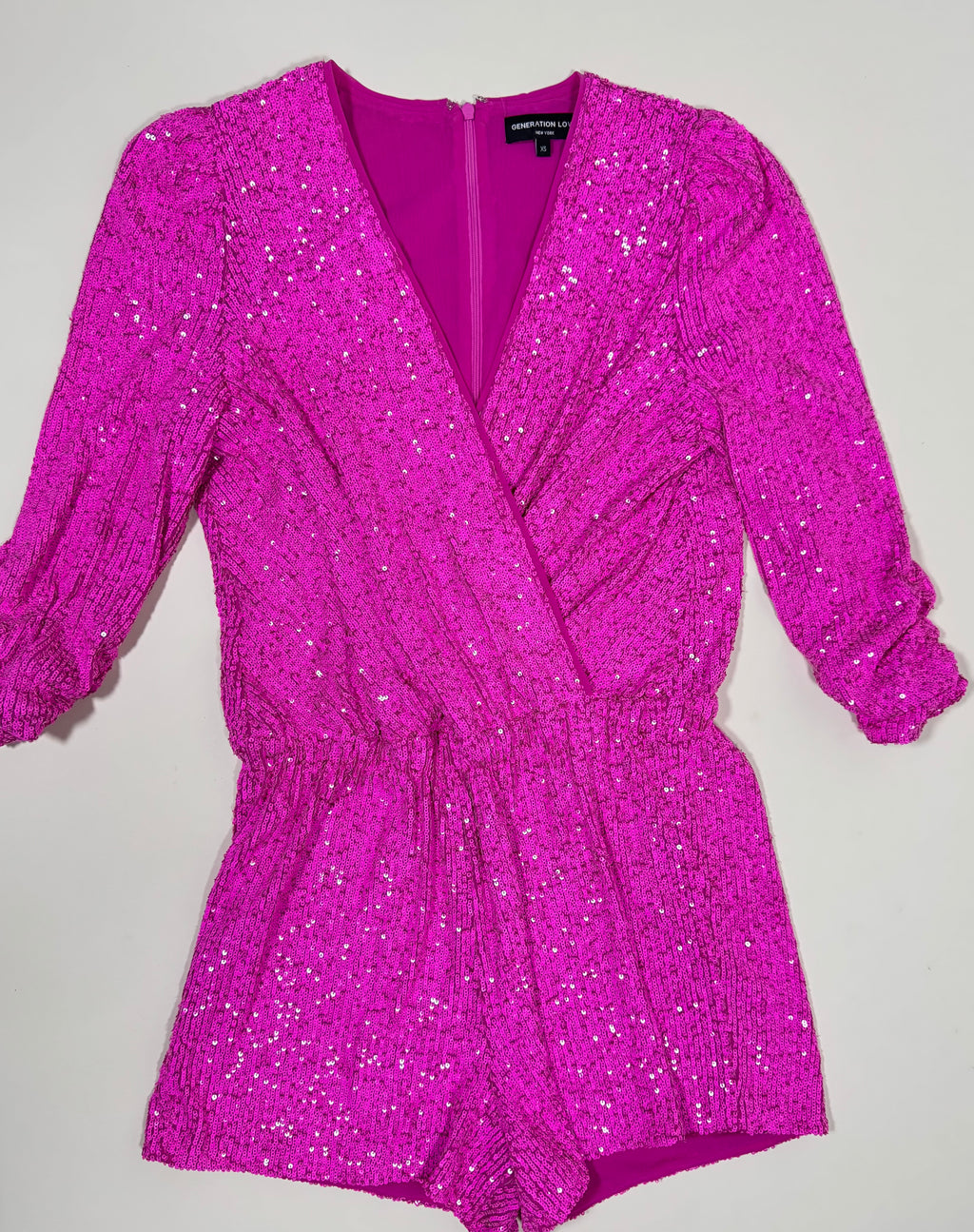 Hot pink sequin romper