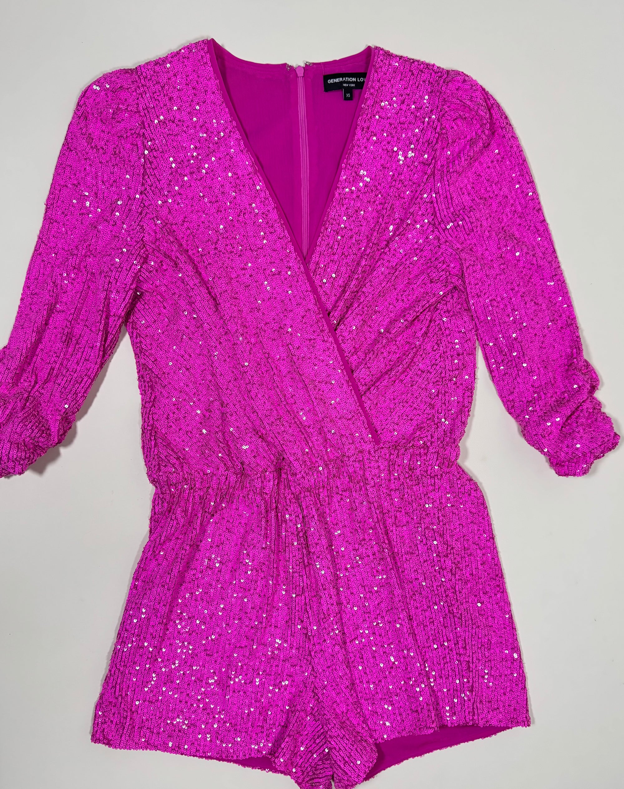 Hot pink sequin romper