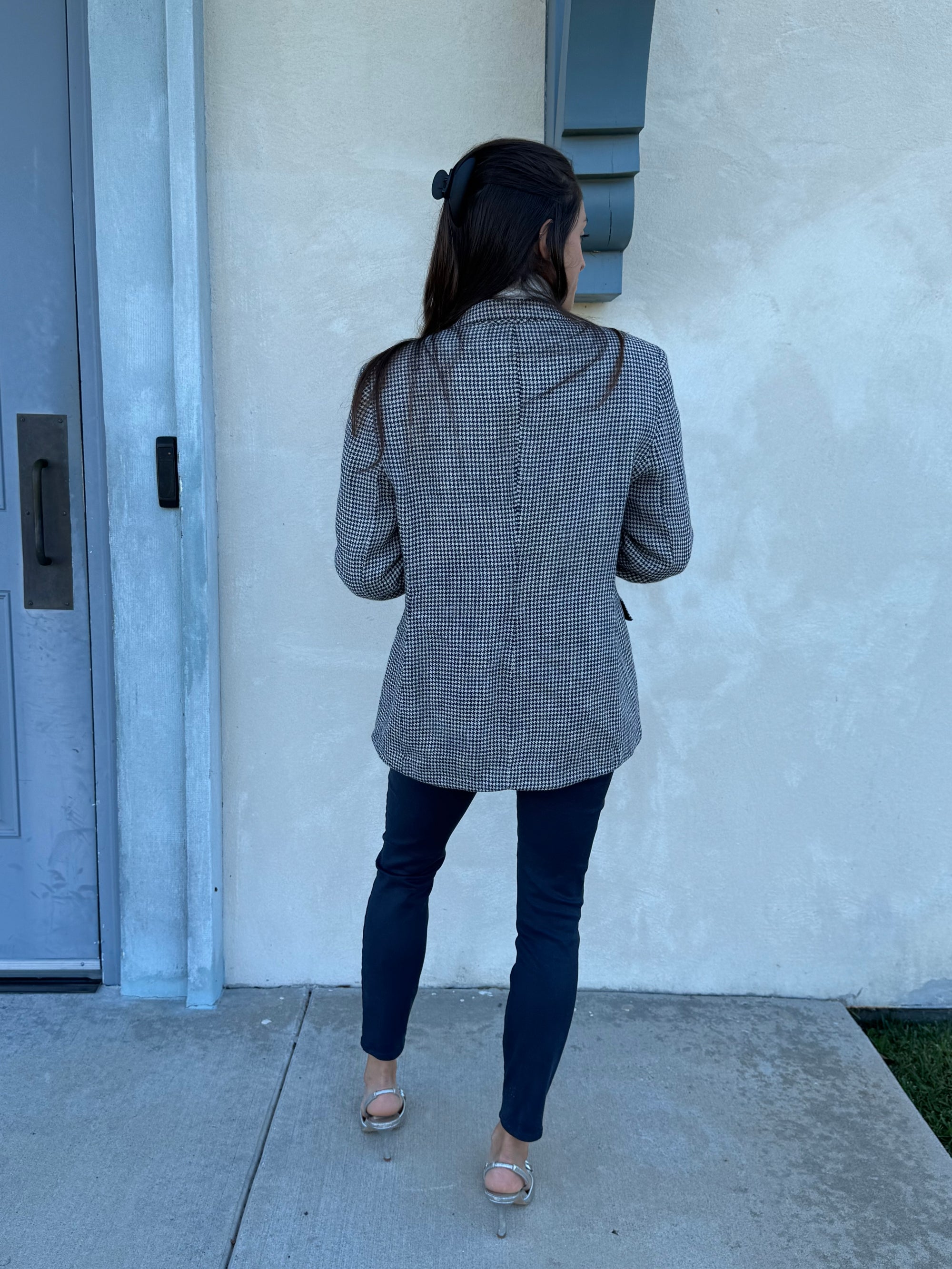 Lauren Ralph Lauren Navy Houndstooth Blazer