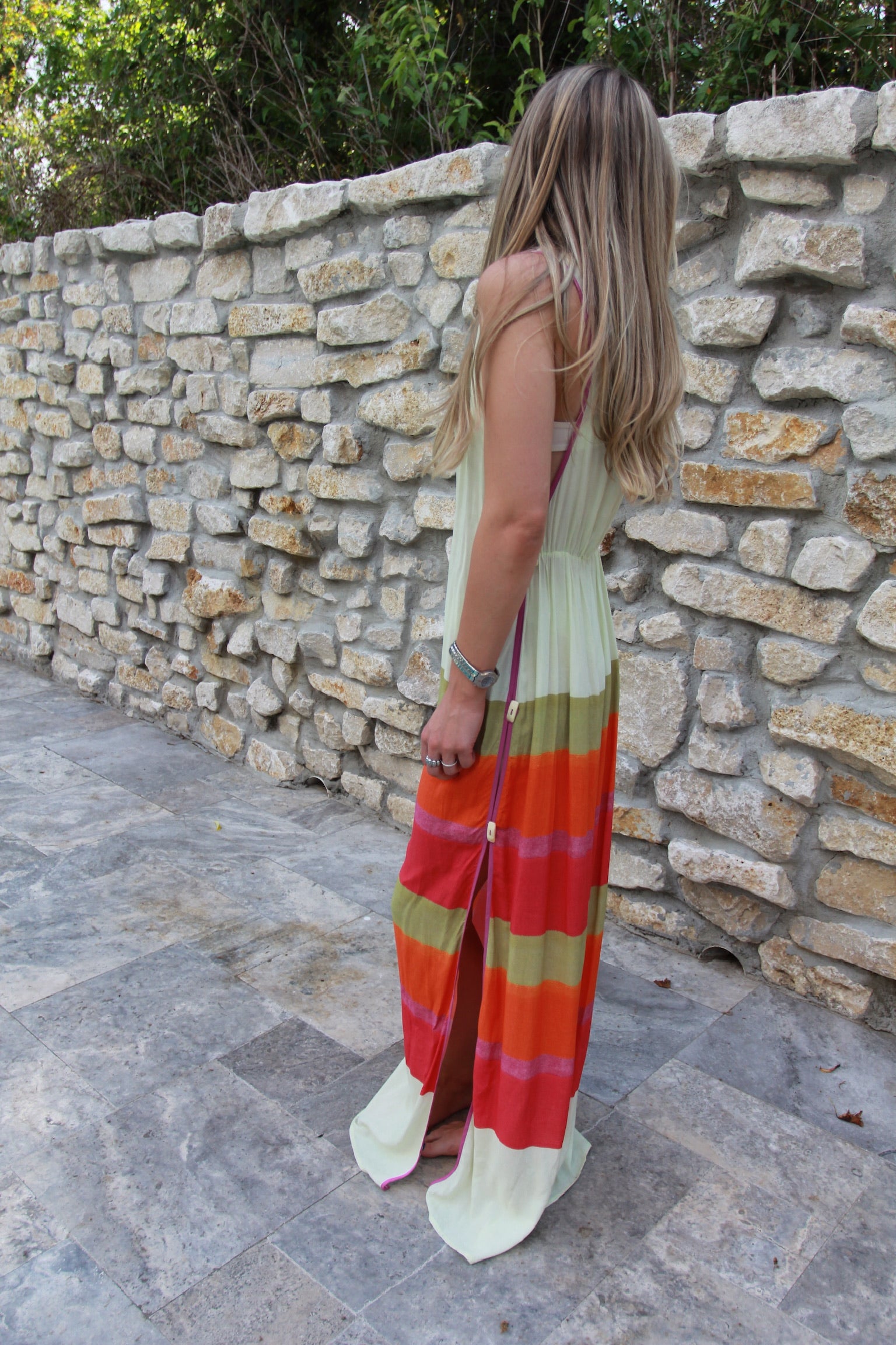 ViX Paula Hermanny Hiva Viola Stripe Maxi Dress Swim Cover-Up