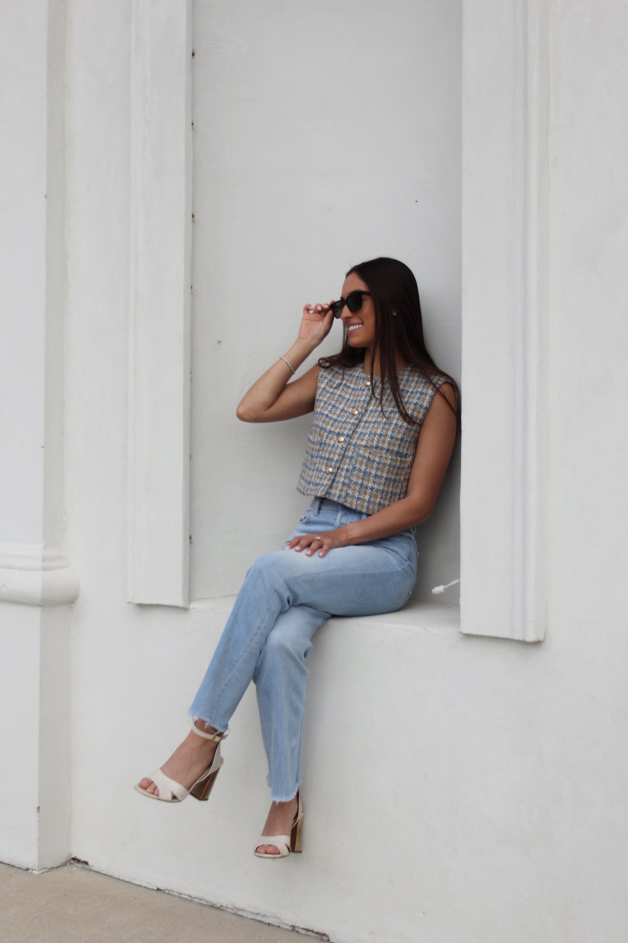 Tweed Gold Button Vest