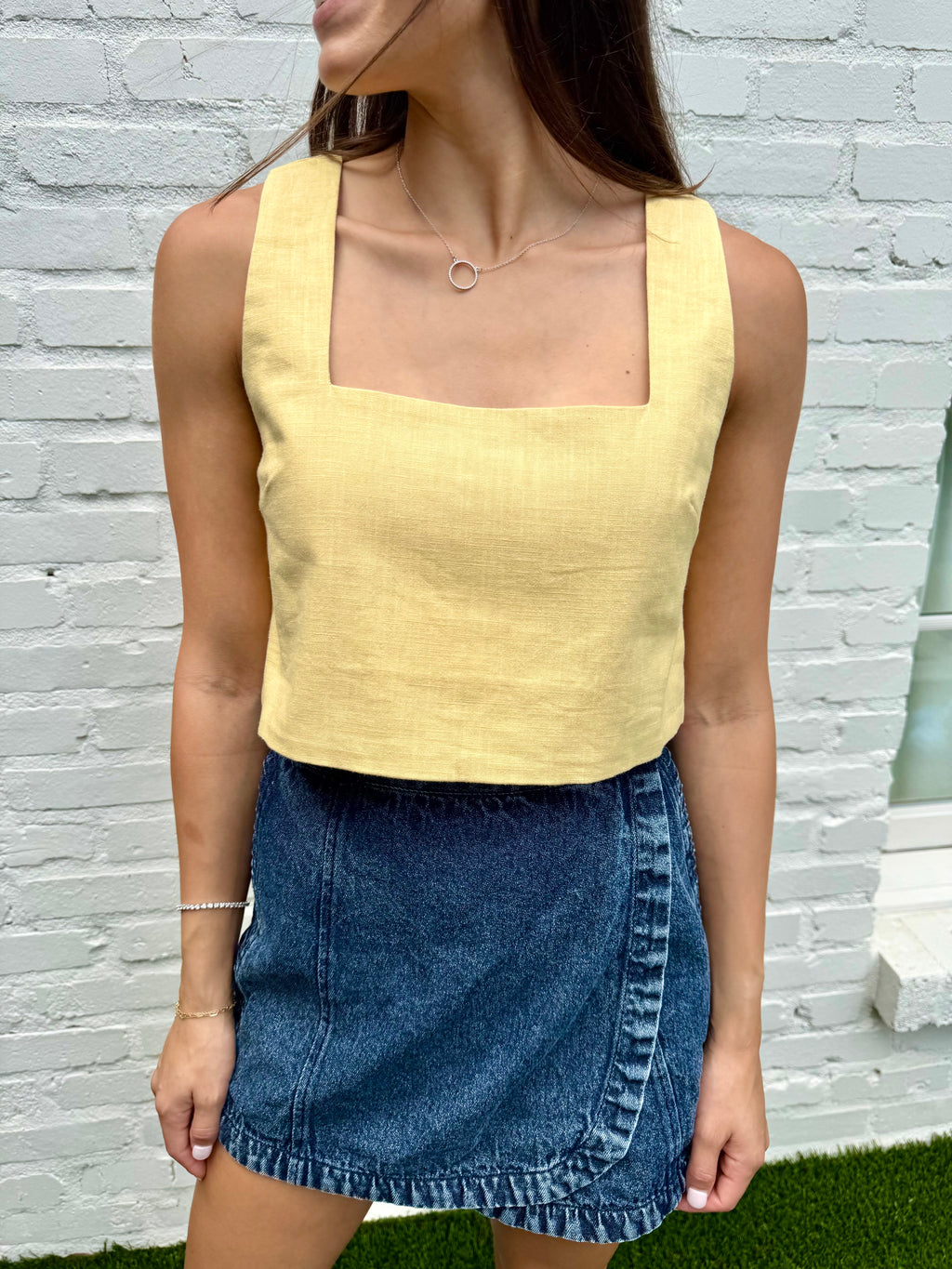 Yellow Square Neck Top