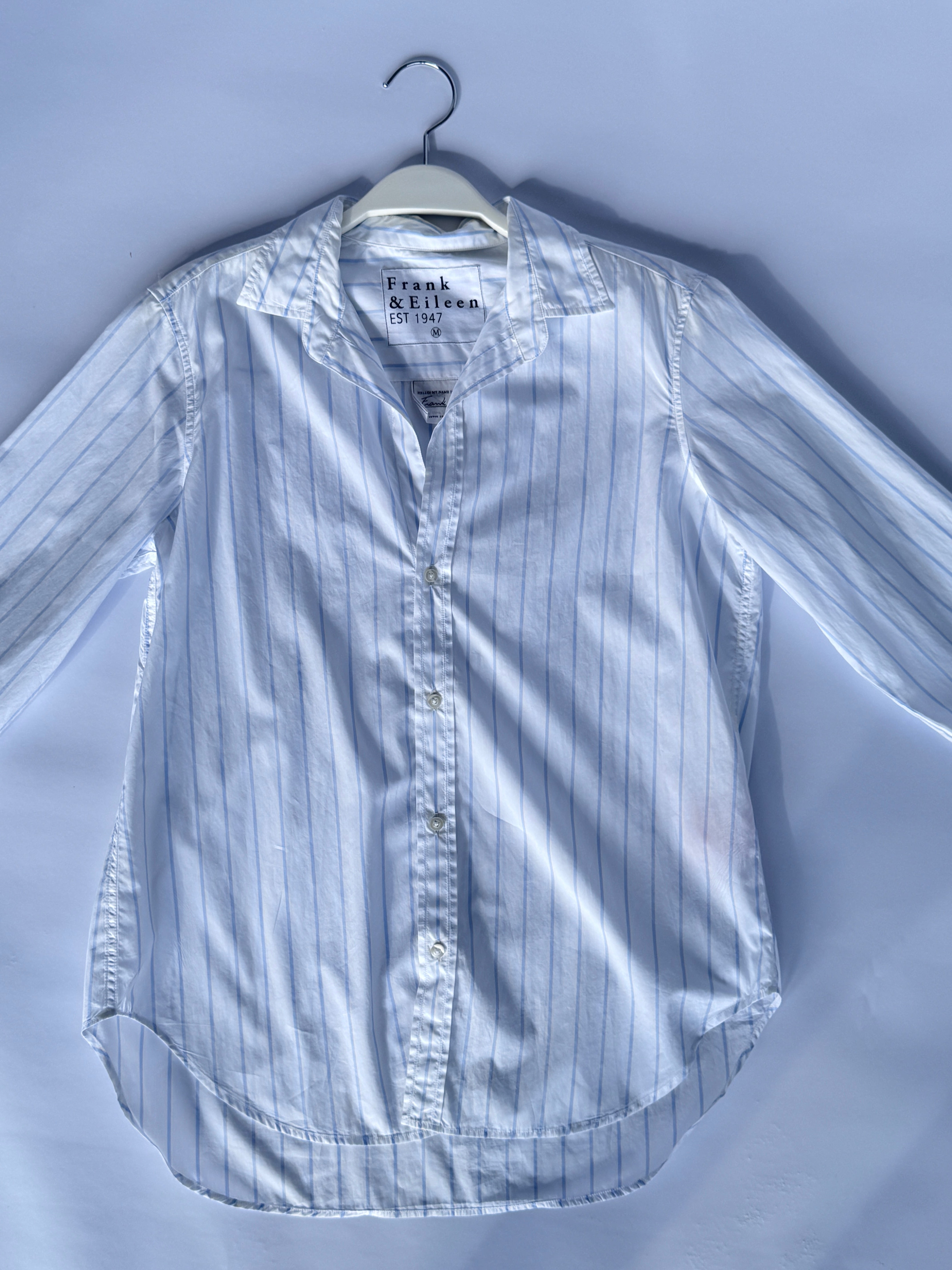 Frank & Eileen - White and Blue Stripe Frank Button Up – I Would Never