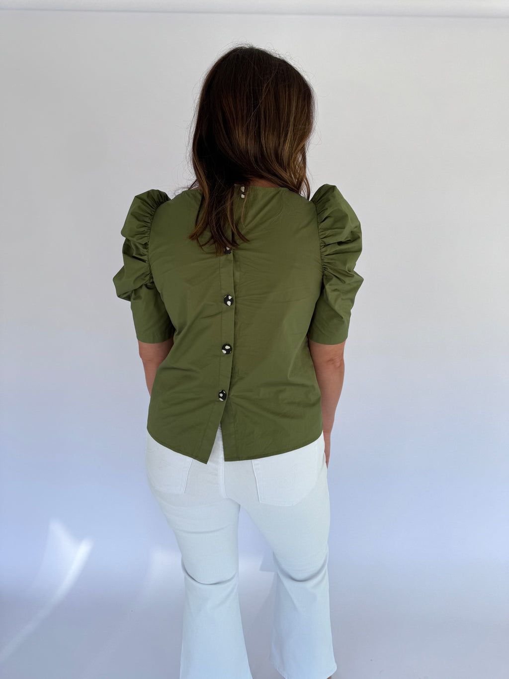 Crosby Button Back Green Top