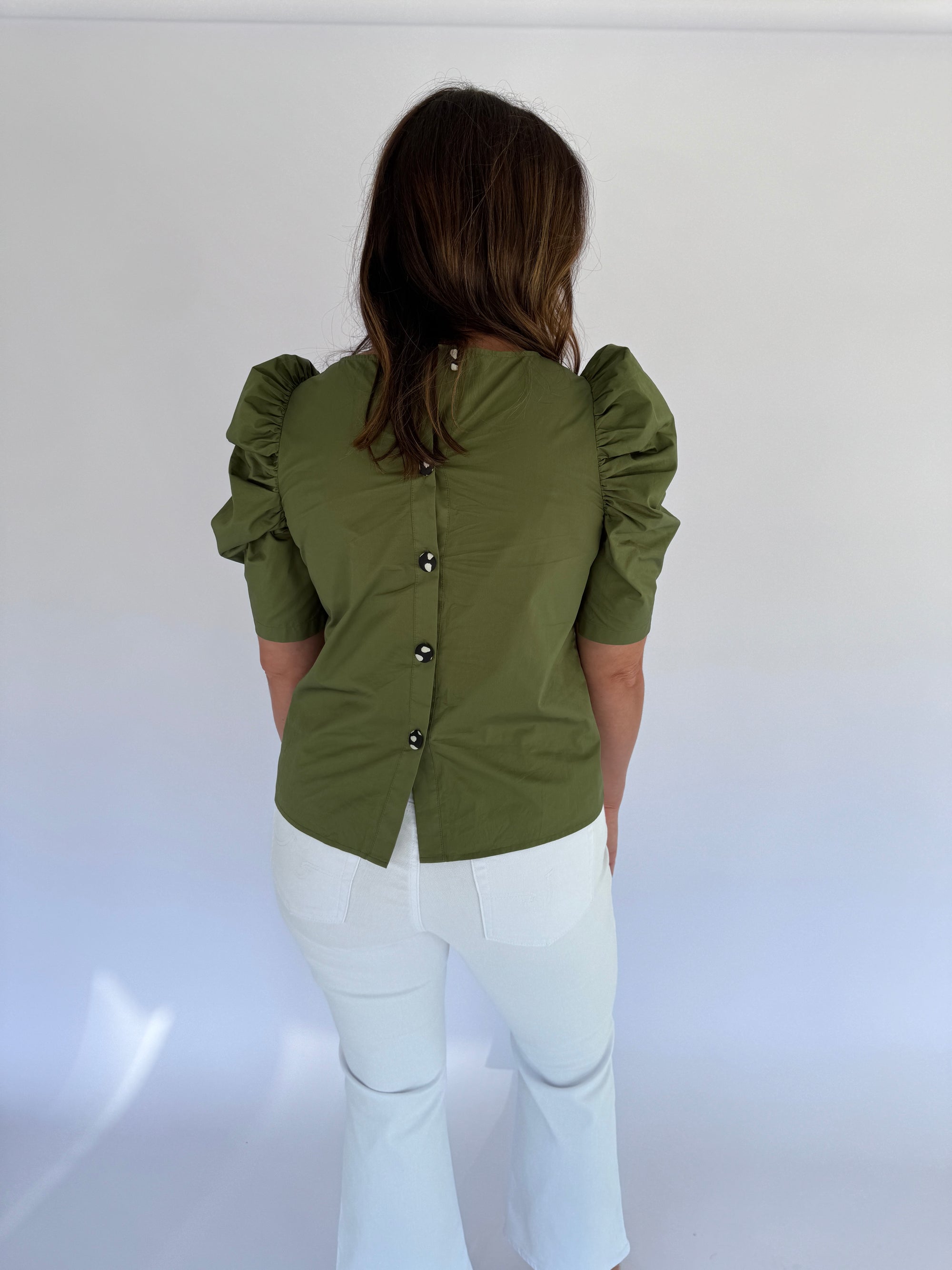 Crosby Button Back Green Top