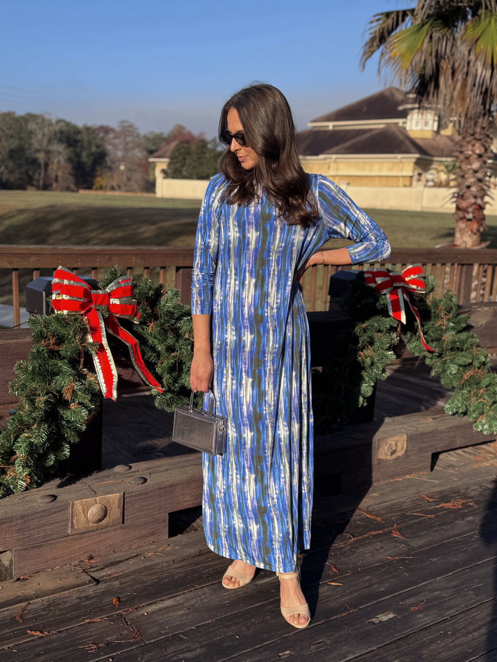 Marie Oliver Cobalt Blur Marble Turtleneck Midi