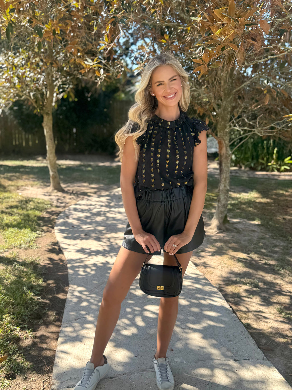 Sea-NY Metallic Short Sleeve Top