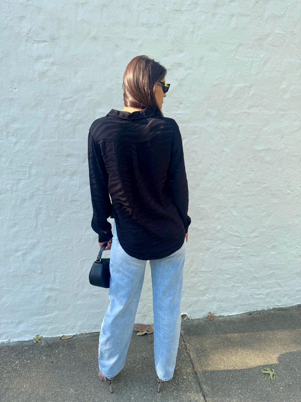 Black Tonal Tiger Print Top