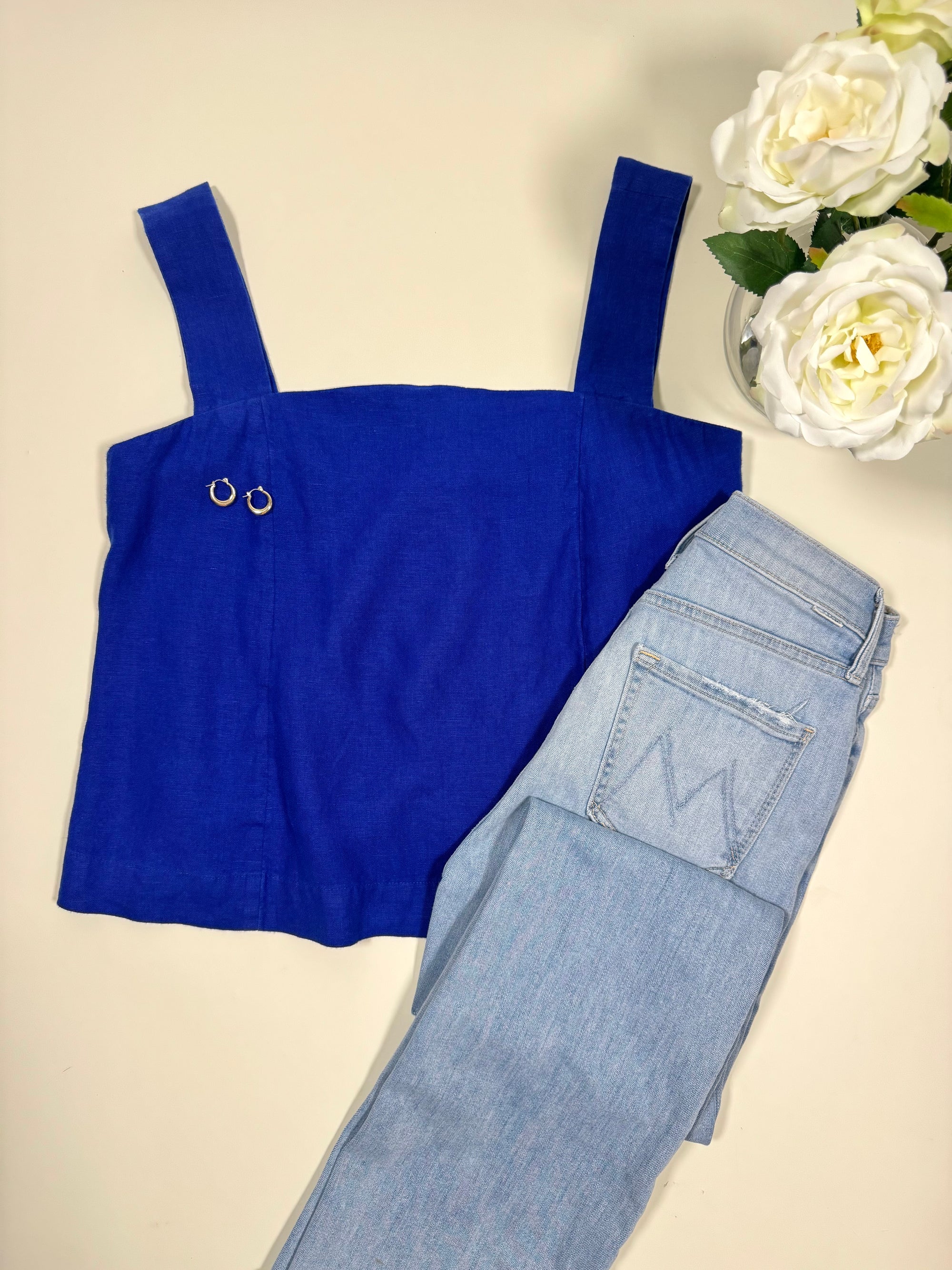 NWT royal blue linen tank