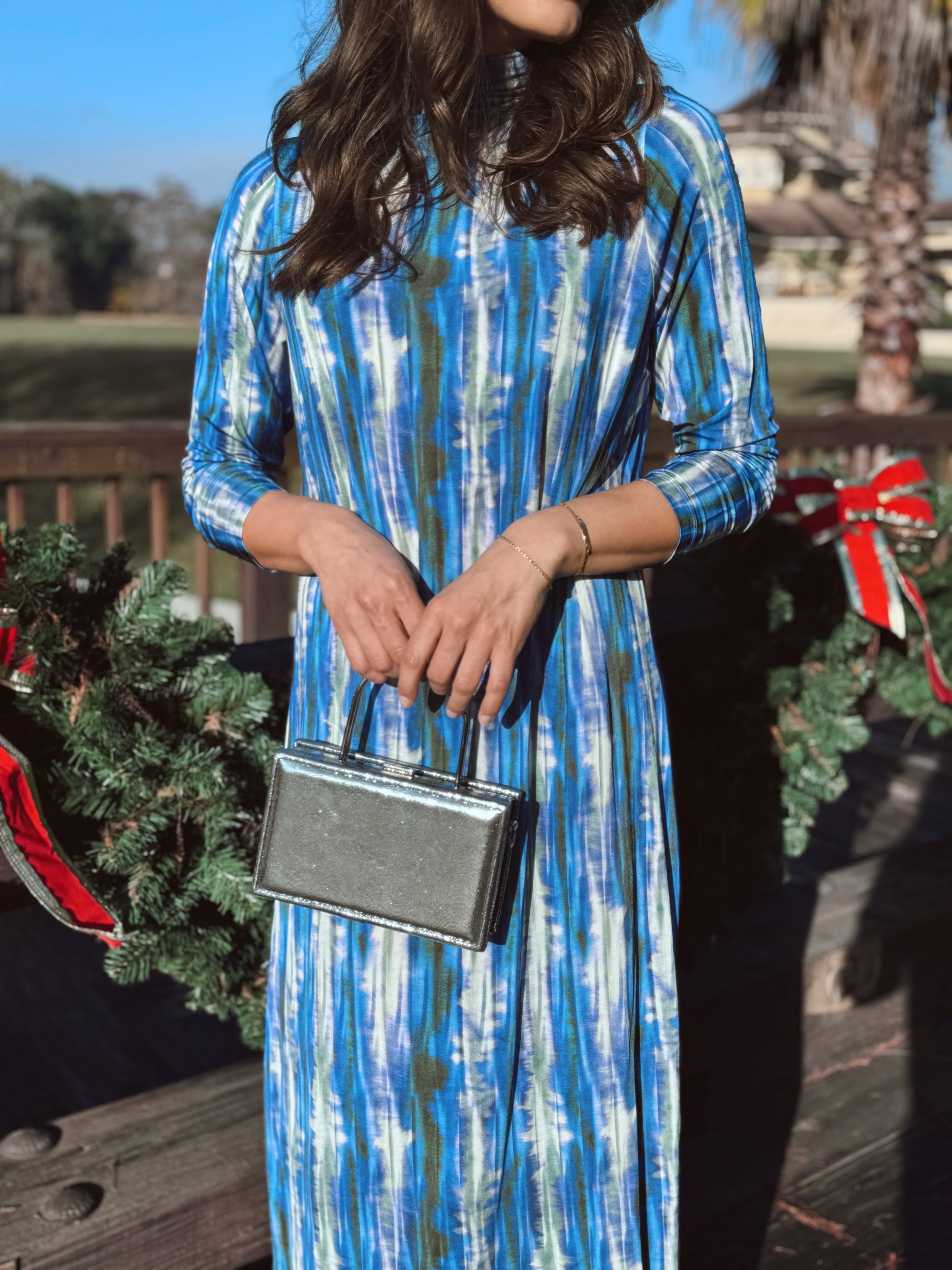 Marie Oliver Cobalt Blur Marble Turtleneck Midi