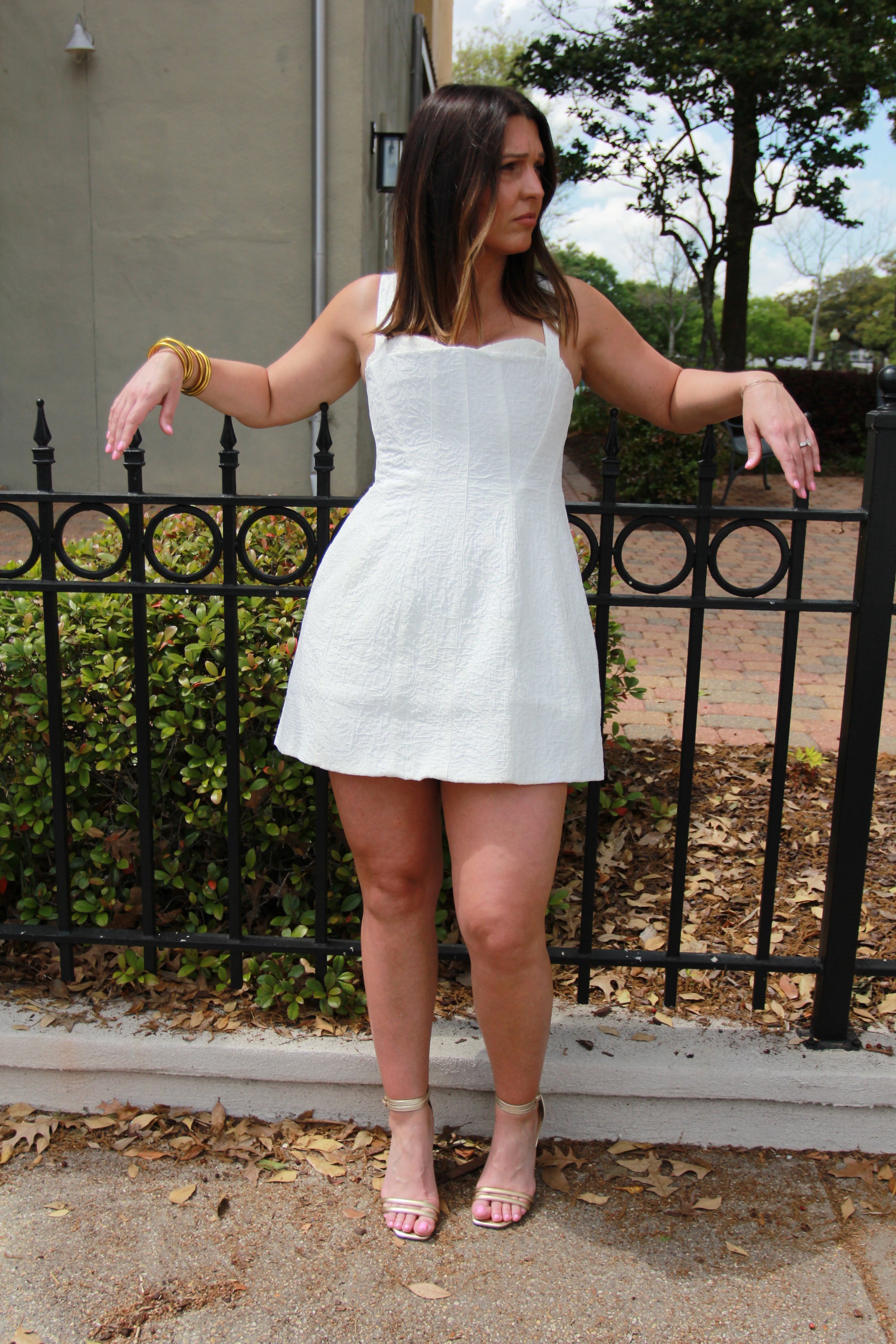 Simkhai Callan Bustier Jacquard White Dress – I Would Never