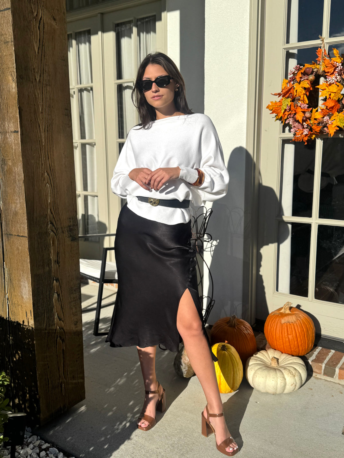 White Balloon Sleeve Sweater