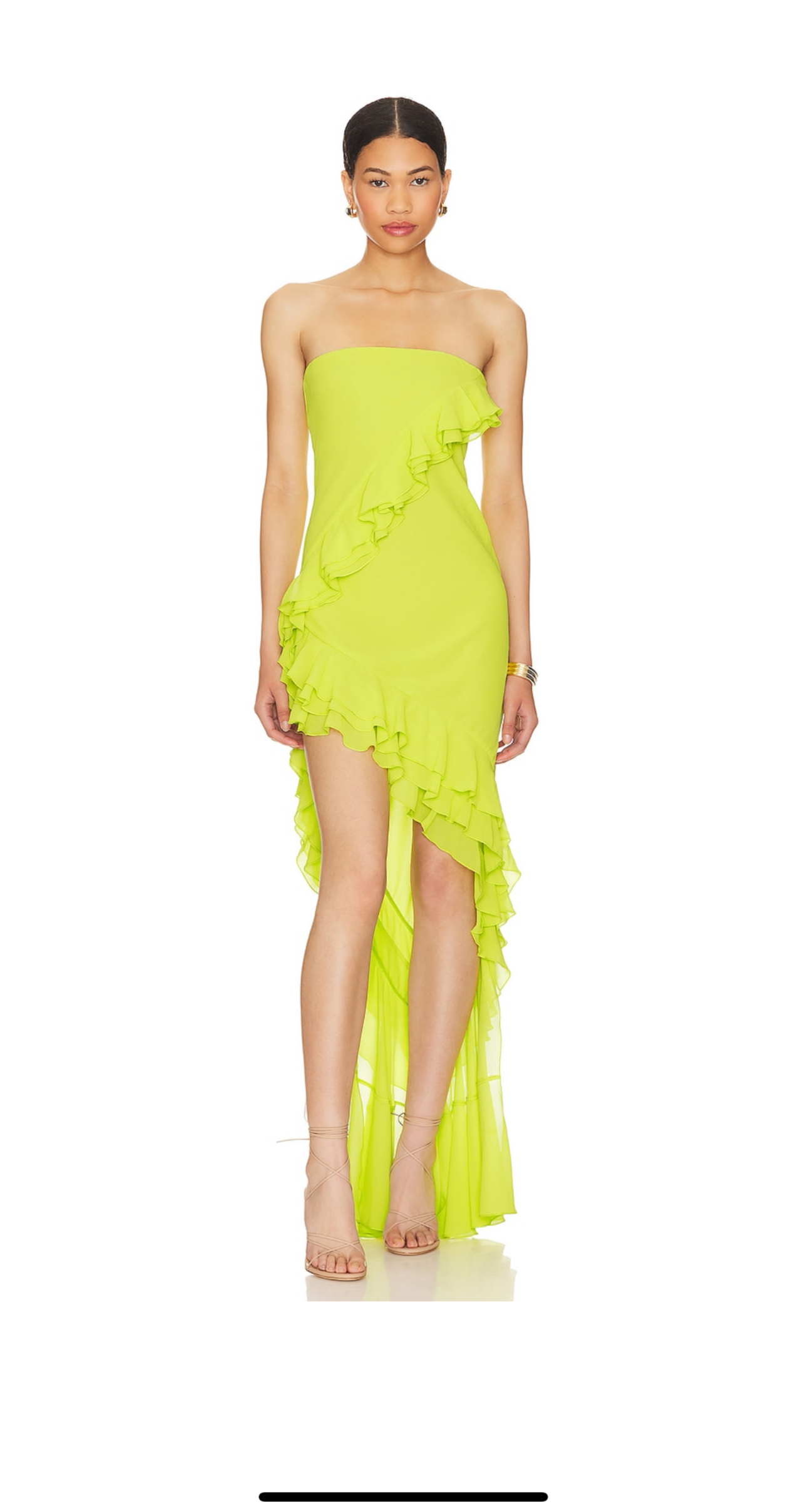 Nehna hi-low dress in Chartreuse