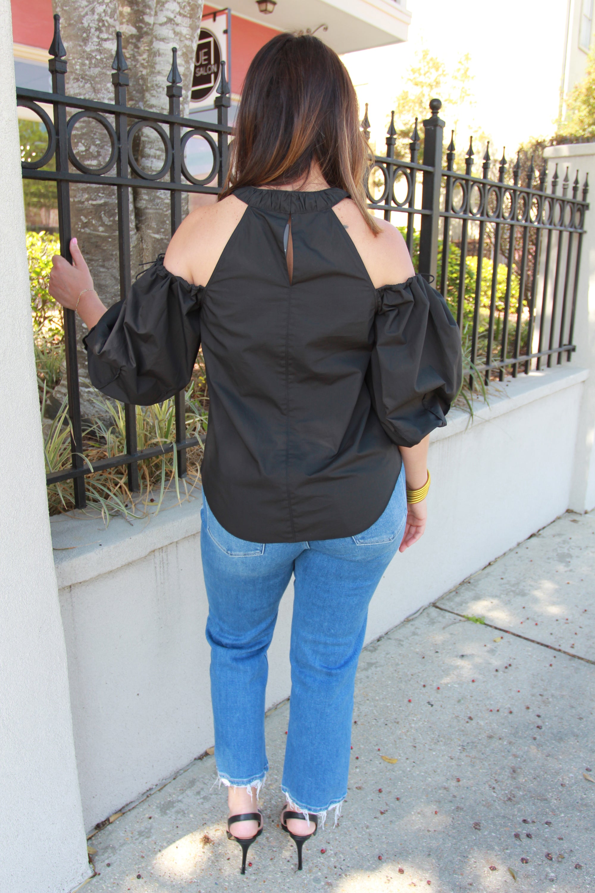 Jonathan Simkhai Black Josie Shoulder Top