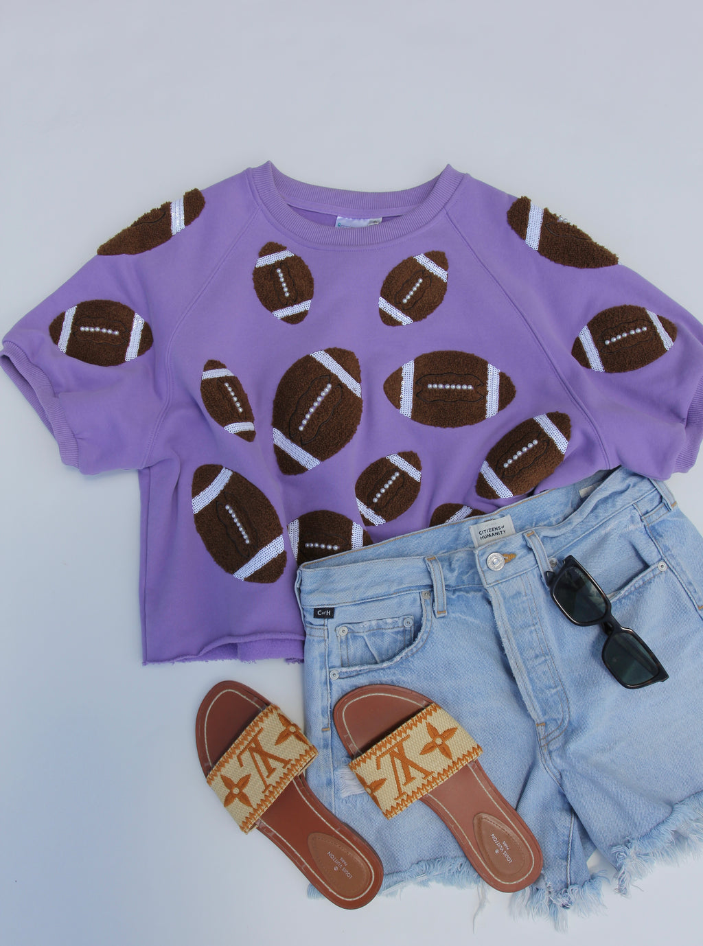 QOS Purple Football Cropped Sweatshirt
