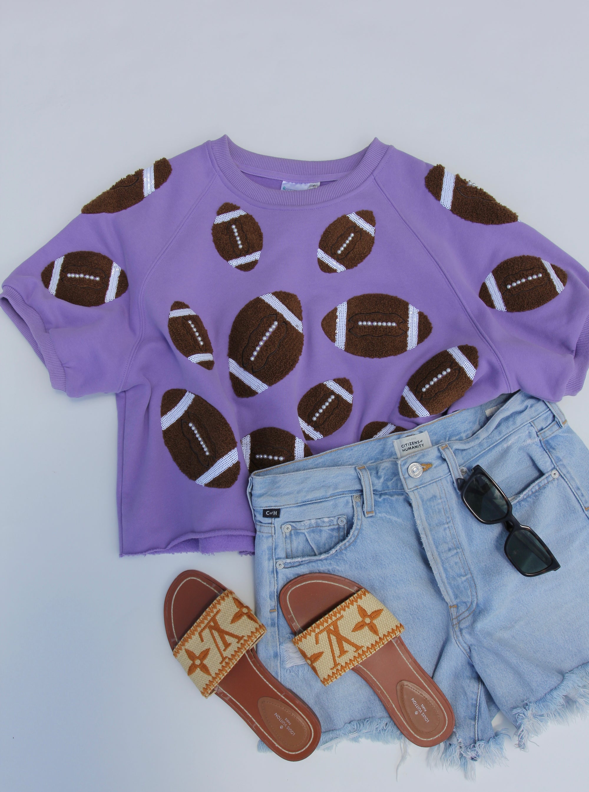 QOS Purple Football Cropped Sweatshirt
