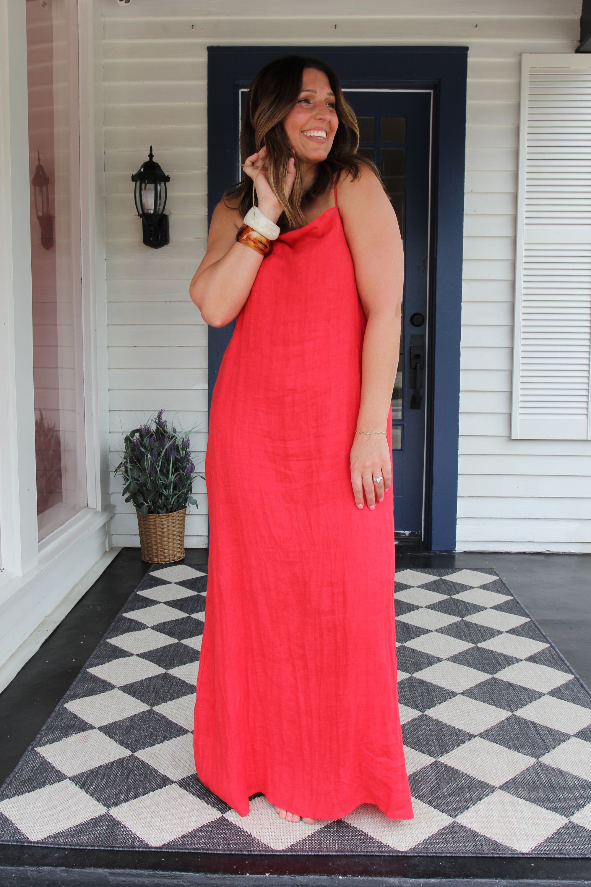 Red Linen Maxi Dress – I Would Never