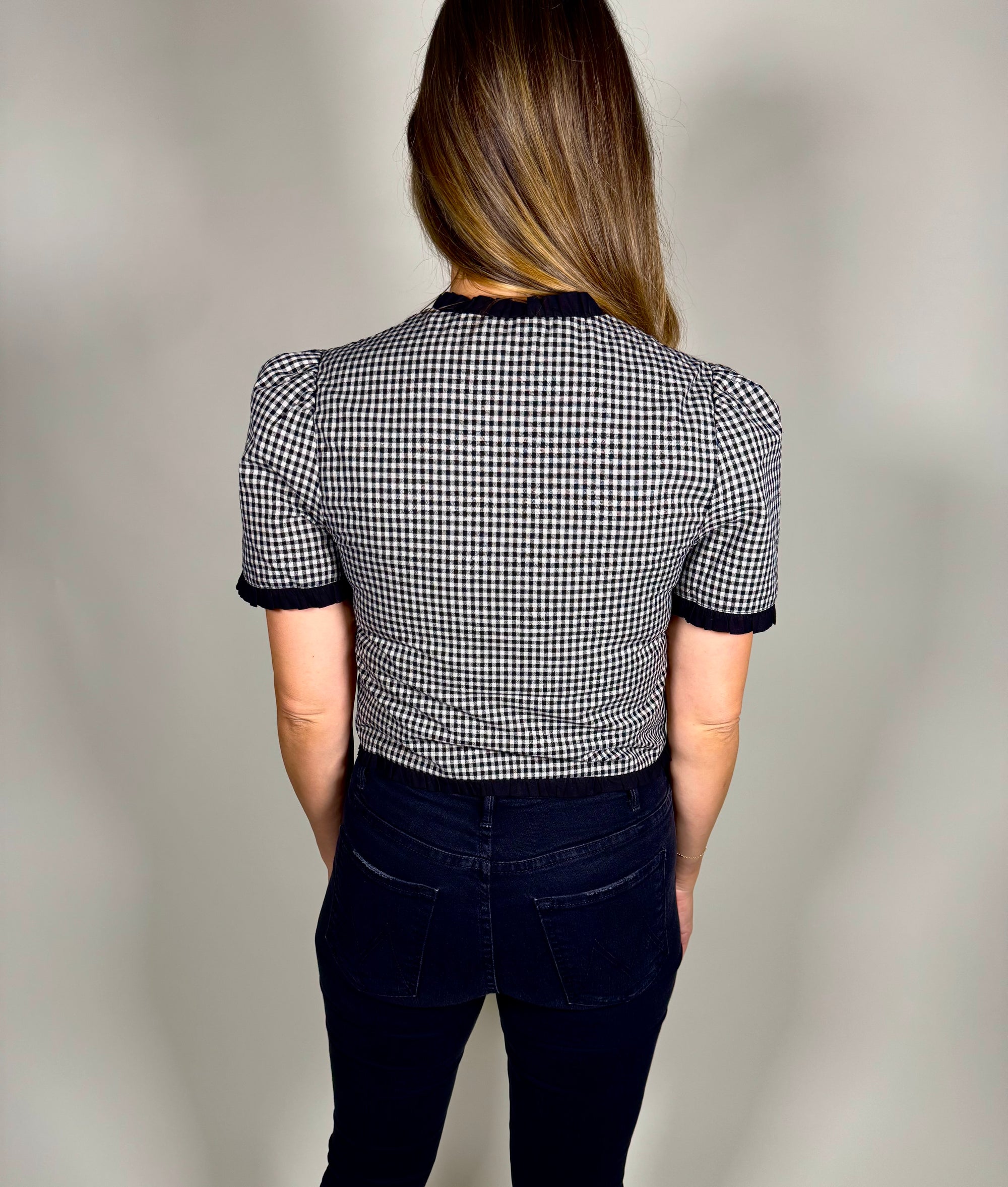 Gingham Black and White Top