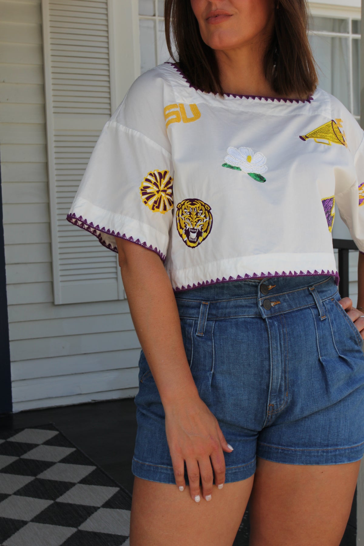 QOS LSU Square Neck Crop Top