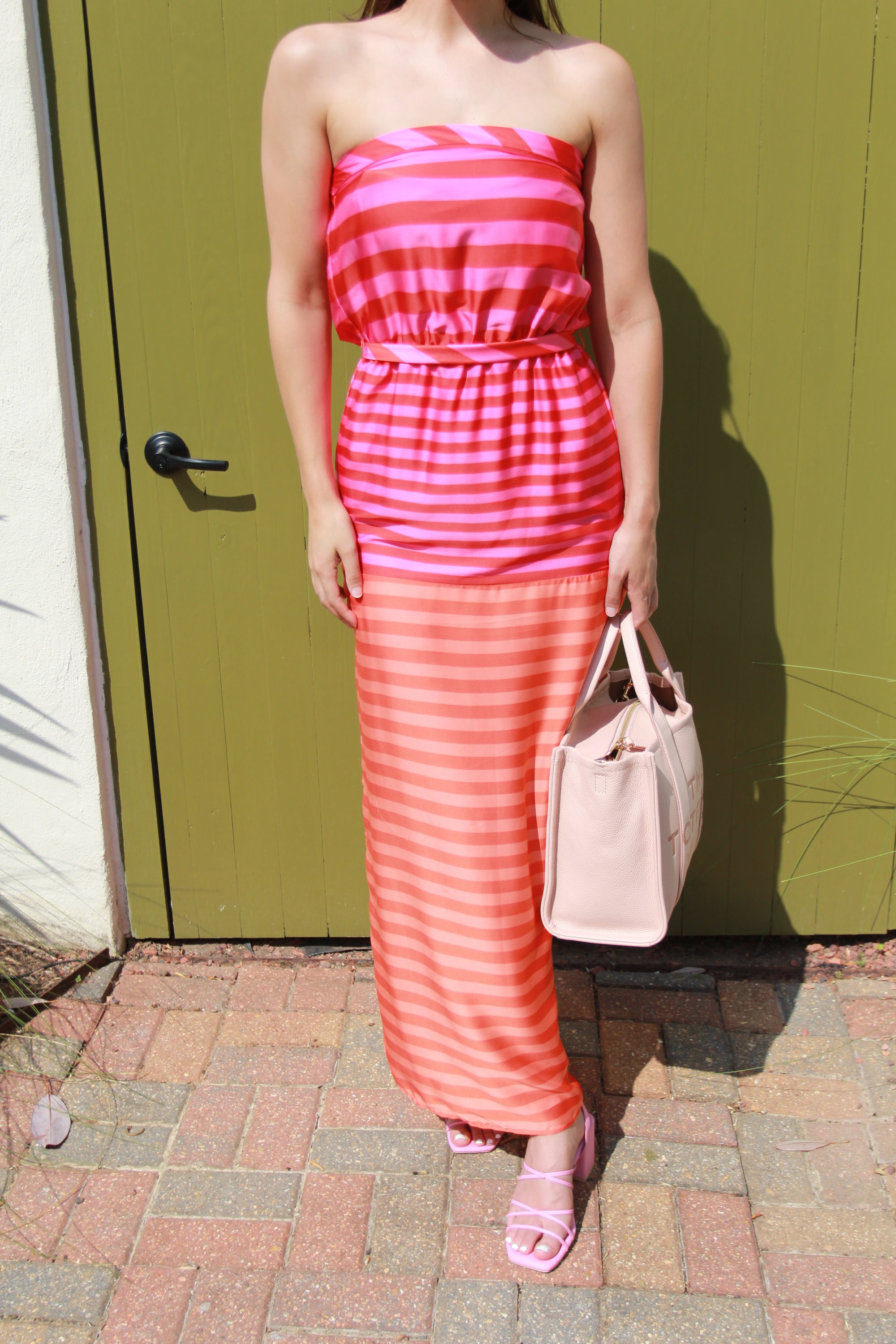 Strapless Striped Maxi