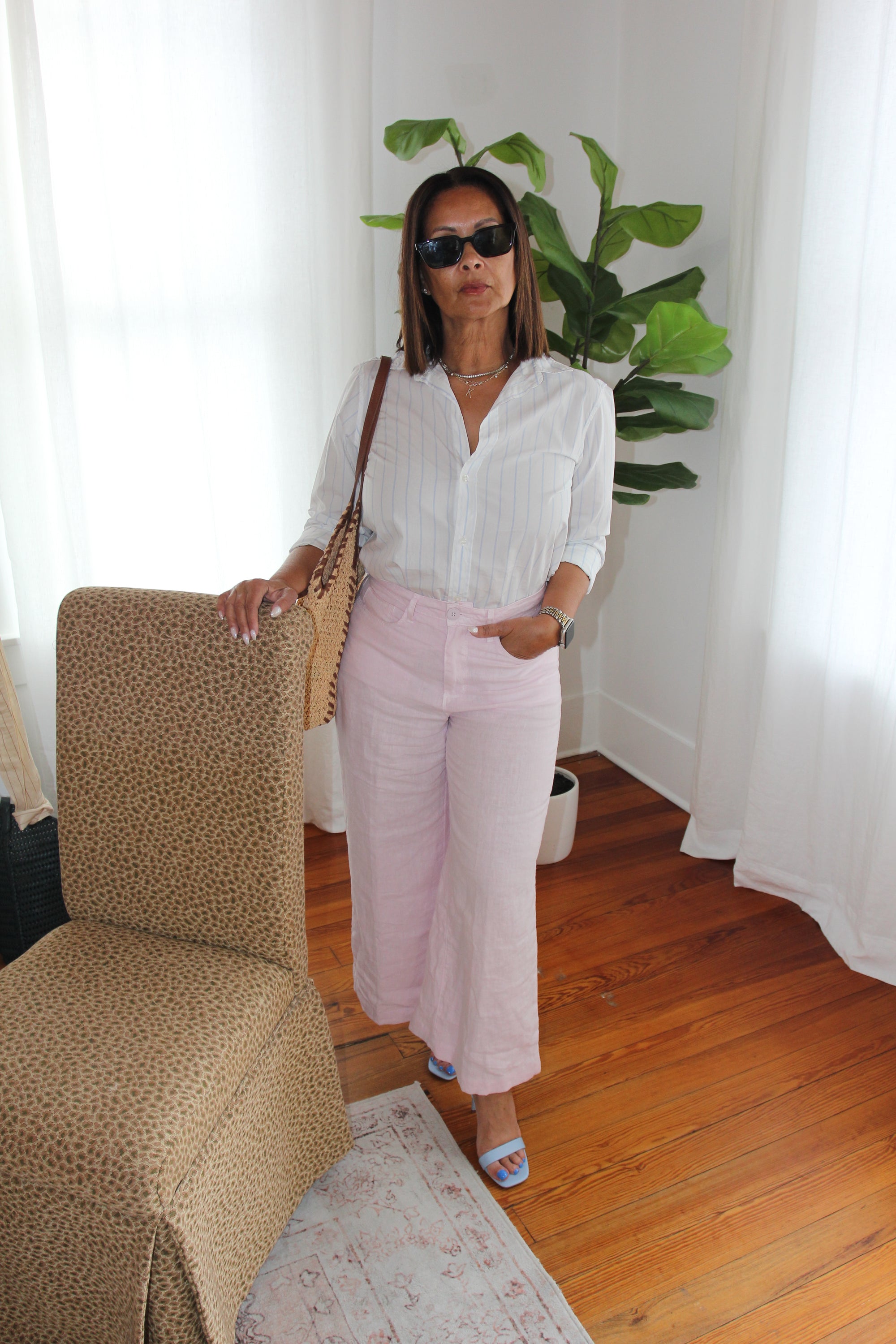 L'agence Amara High-Rise Wide-Leg Linen Pants