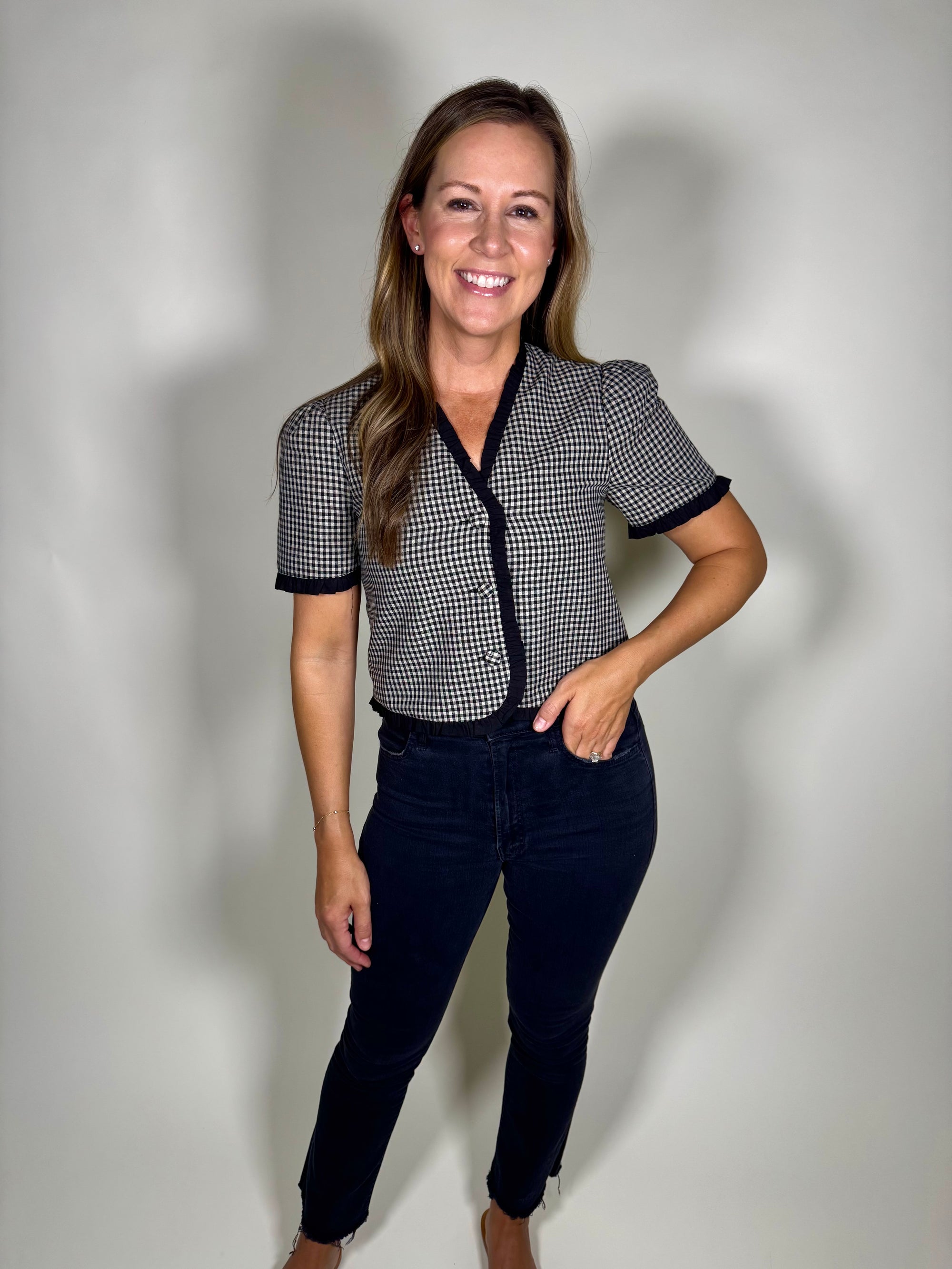 Gingham Black and White Top