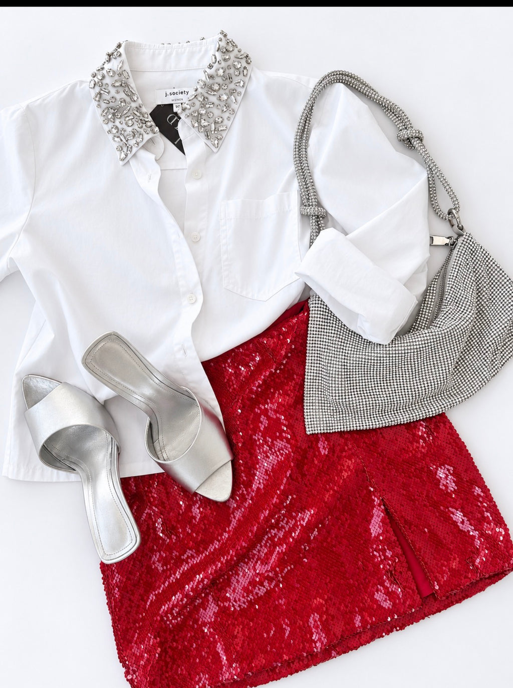 Amanda Uprichard Red Sequin Skirt