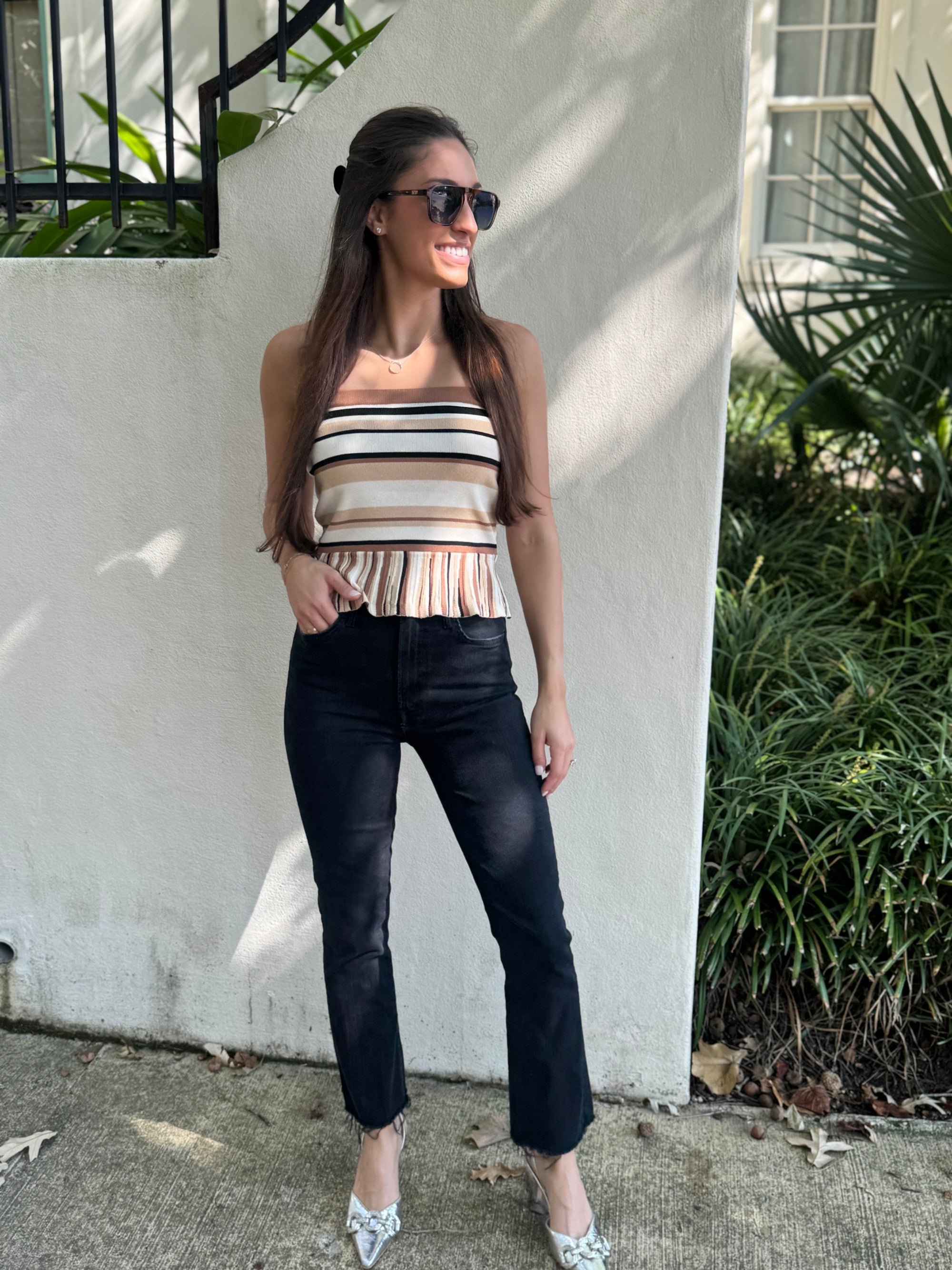 Striped Knit Tube Top