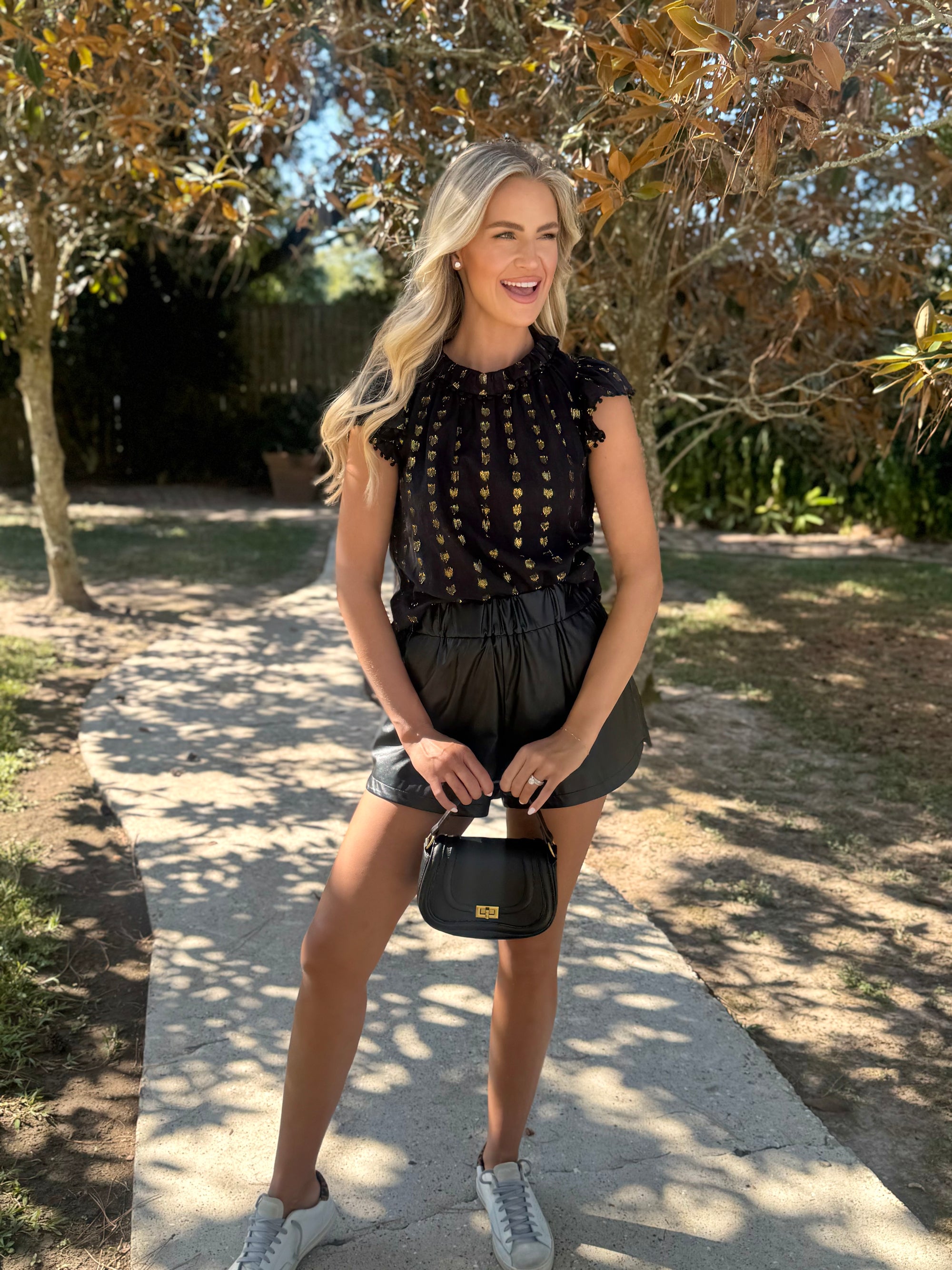 Sea-NY Metallic Short Sleeve Top