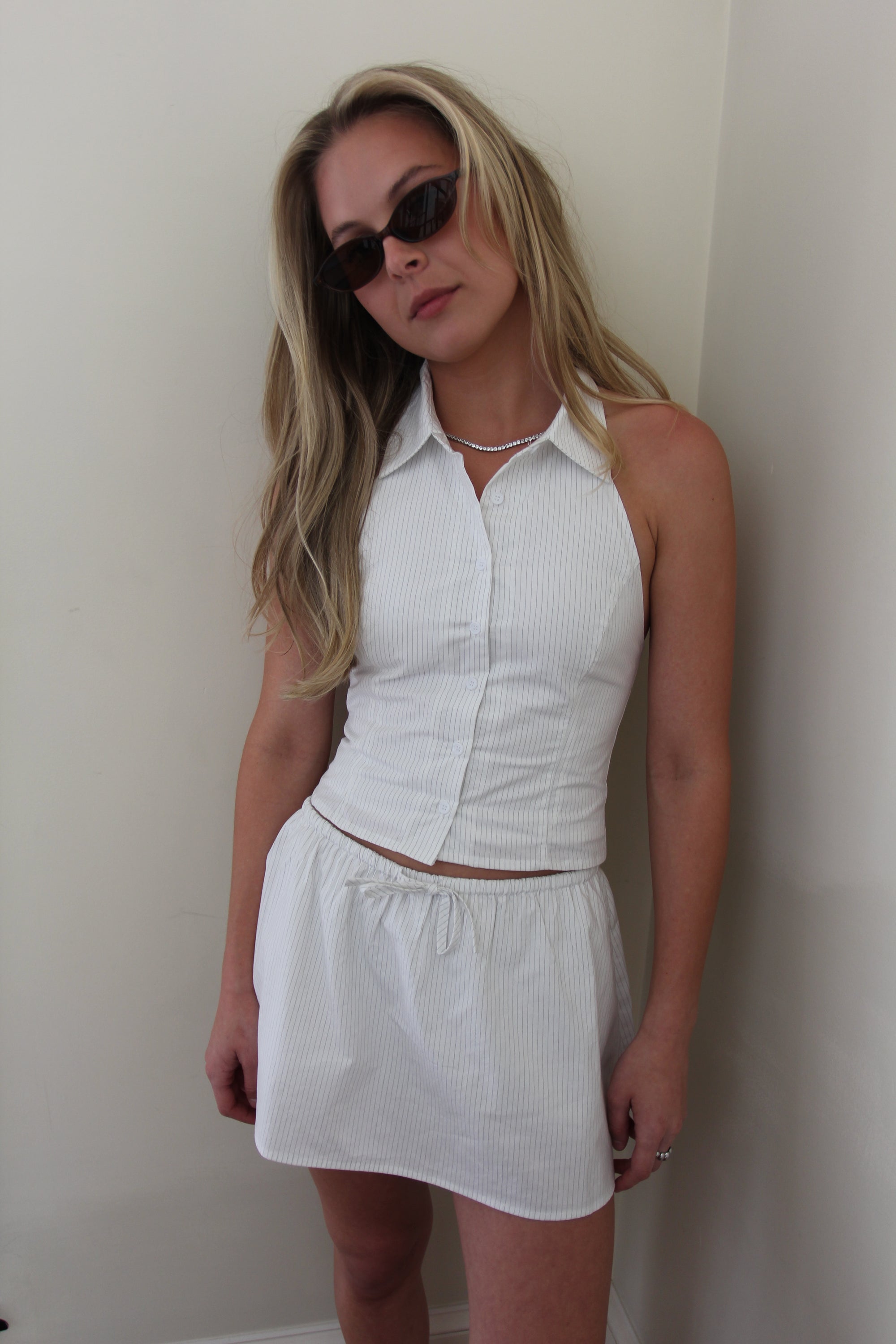 Pinstripe Halter Top