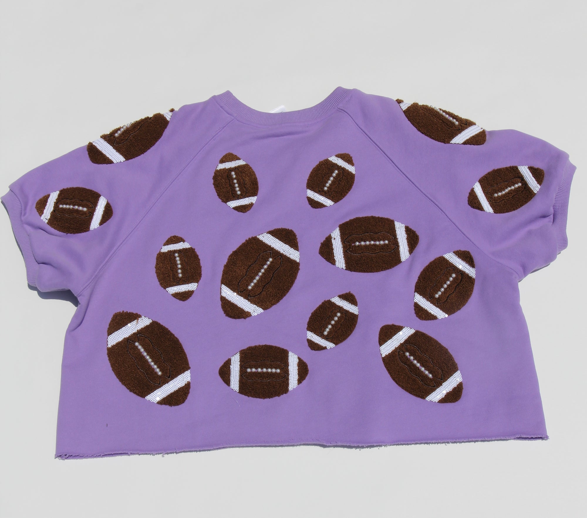QOS Purple Football Cropped Sweatshirt