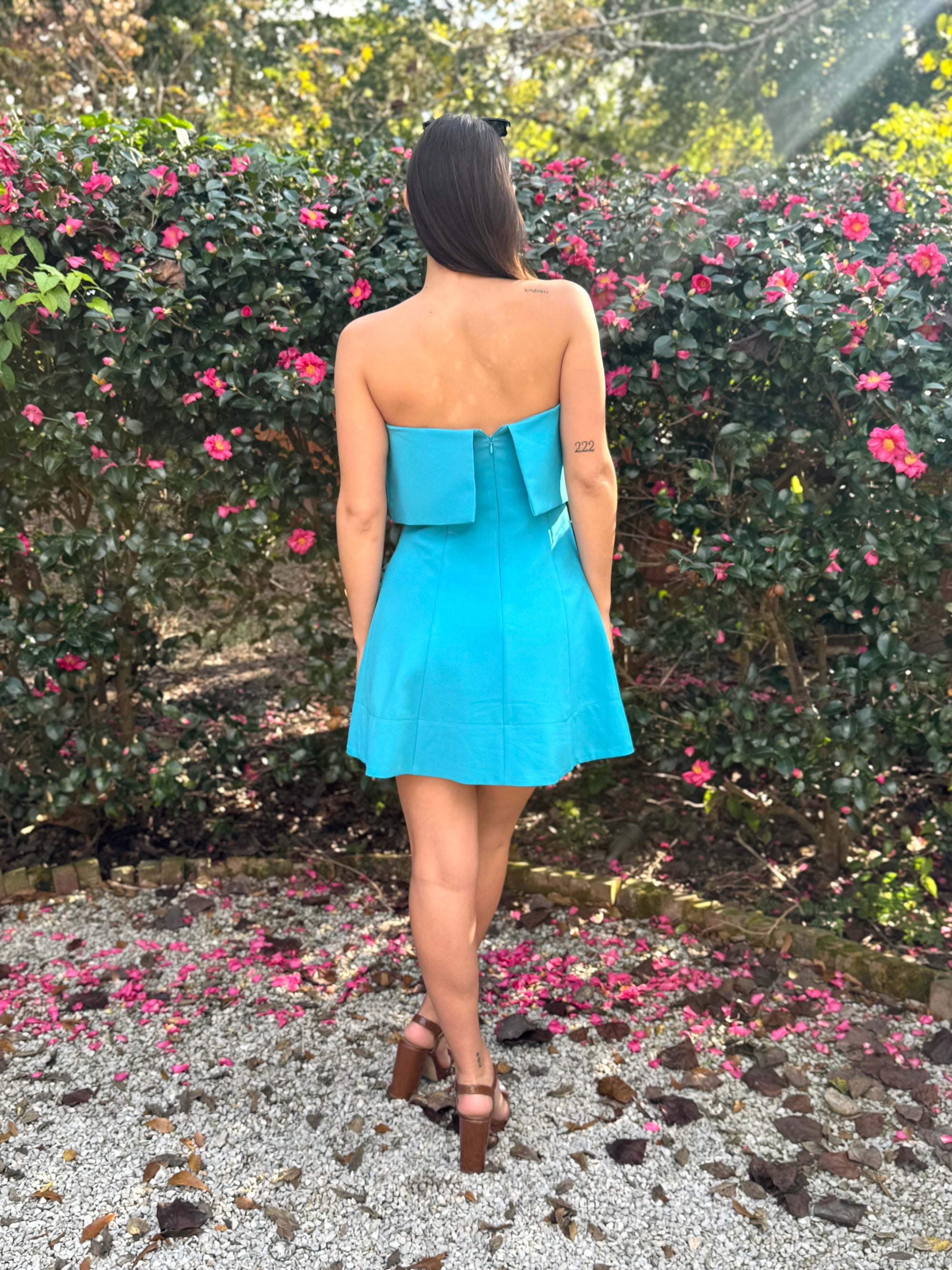 Blue Strapless Cocktail Dress