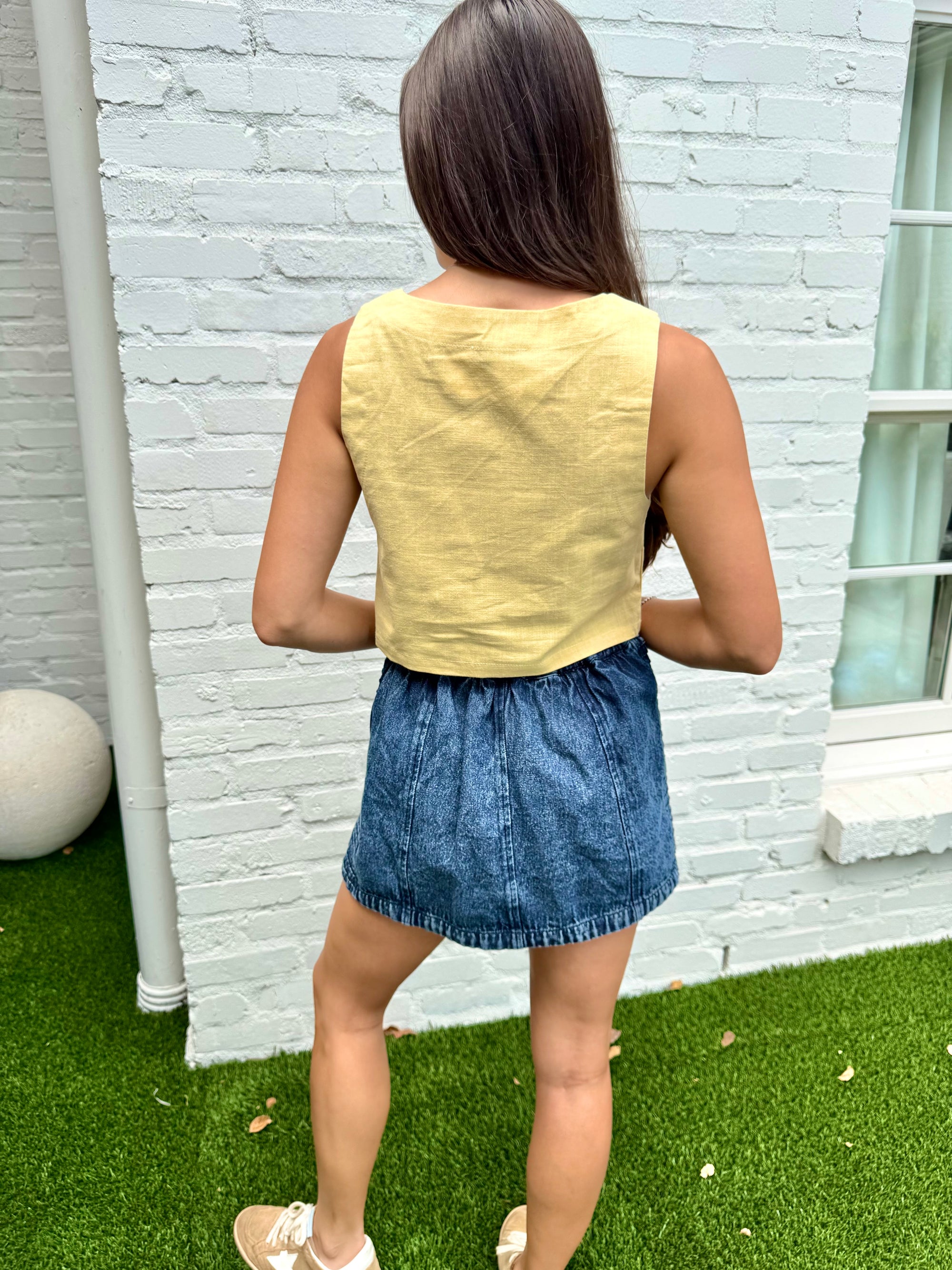 Yellow Square Neck Top