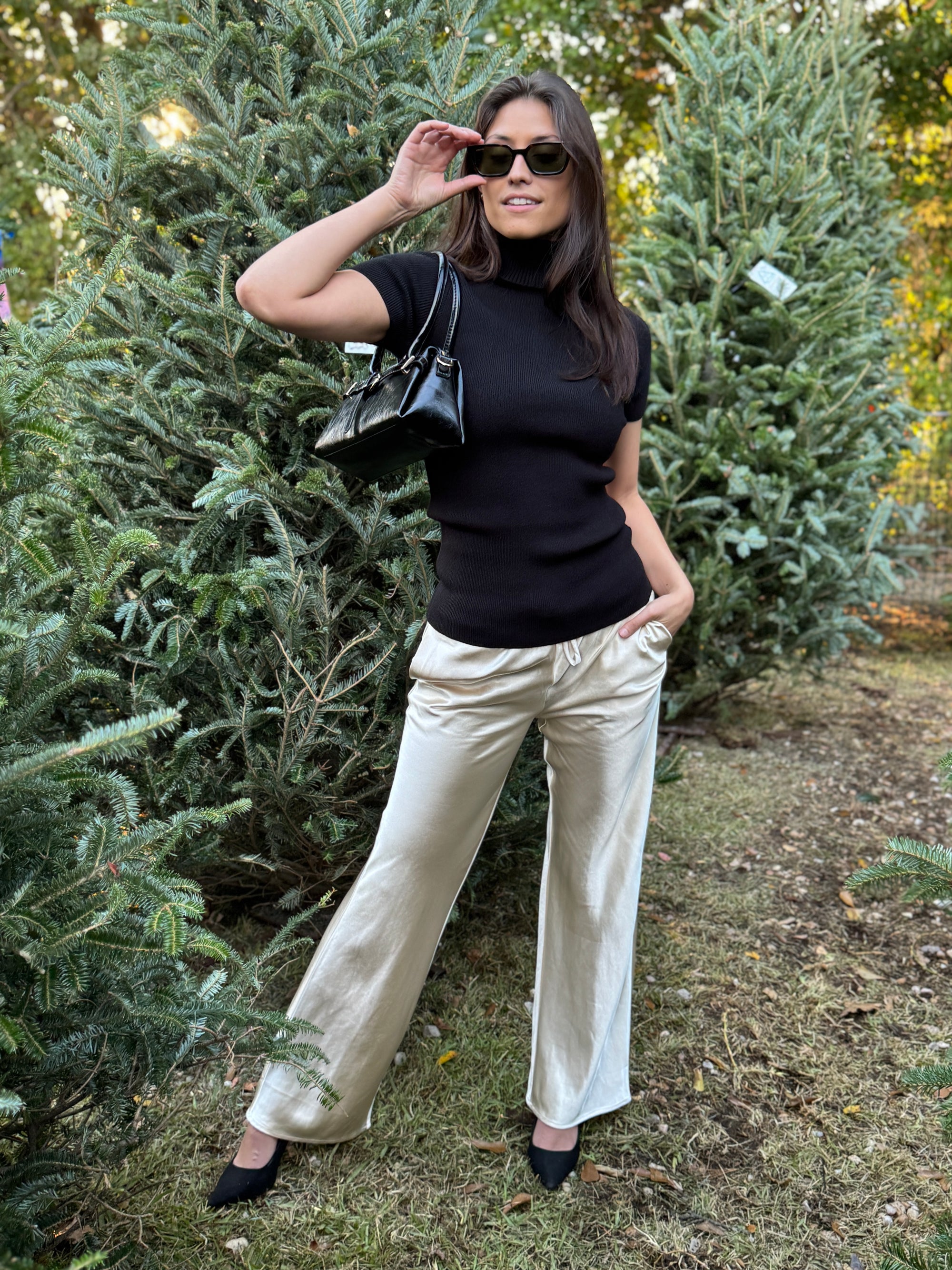 Champagne Satin Pants