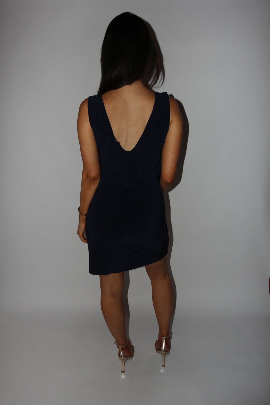 MISA Navy Leza Gathered Dress