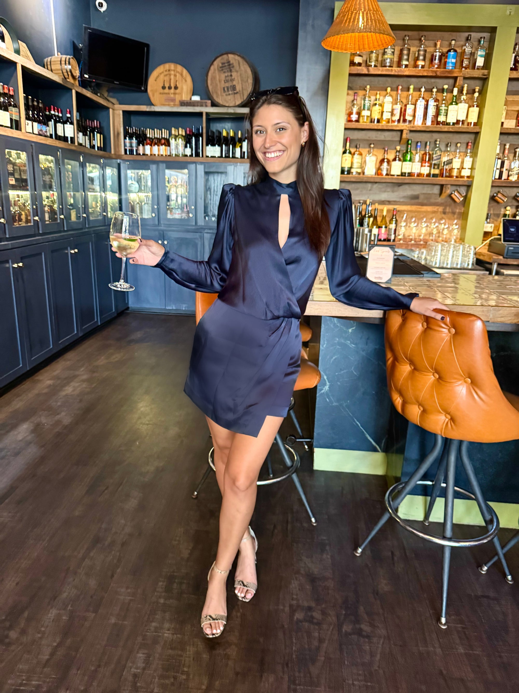 Frame Navy Wrap Dress