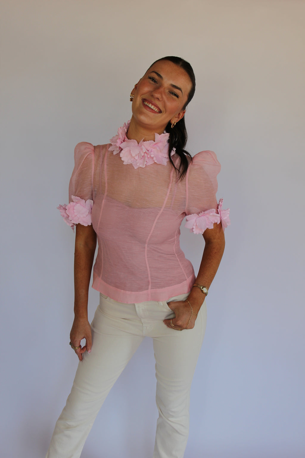 Zimmermann Pink Tide Applique Top