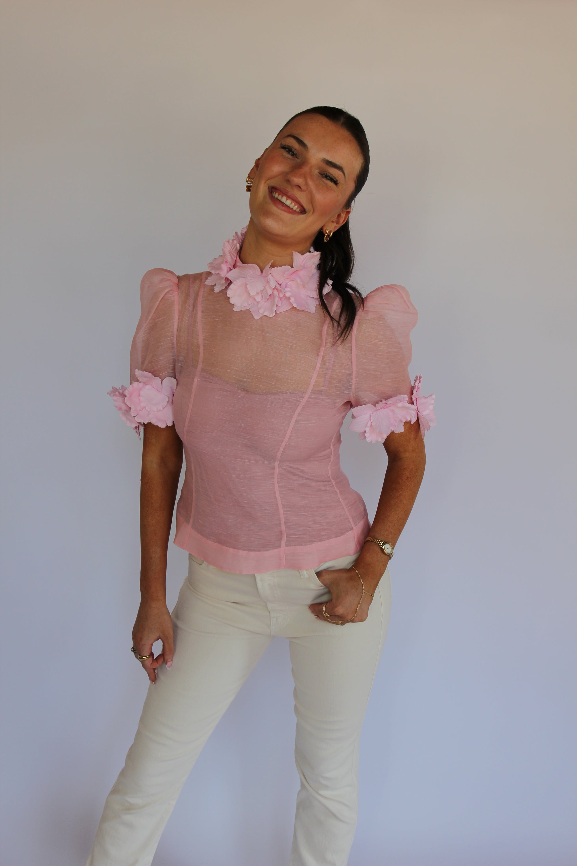 Zimmermann Pink Tide Applique Top