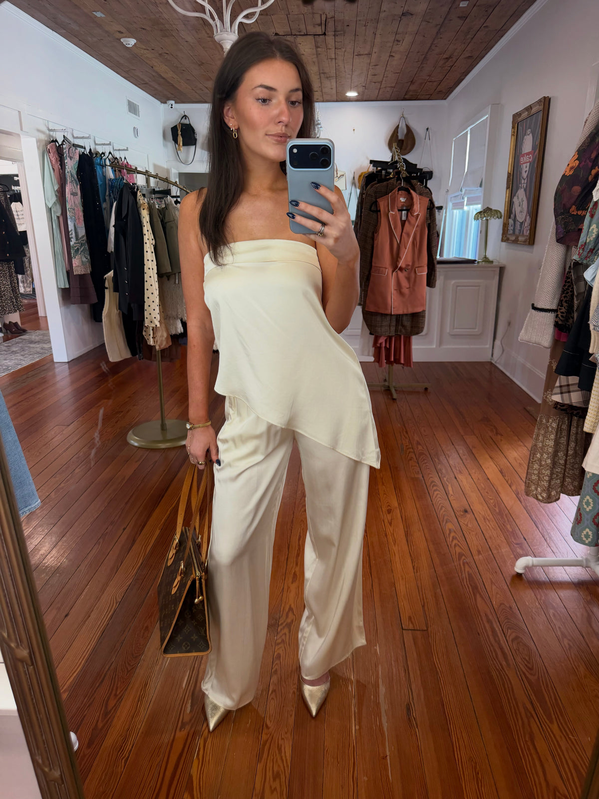 IWN IVORY SATIN PANT SET