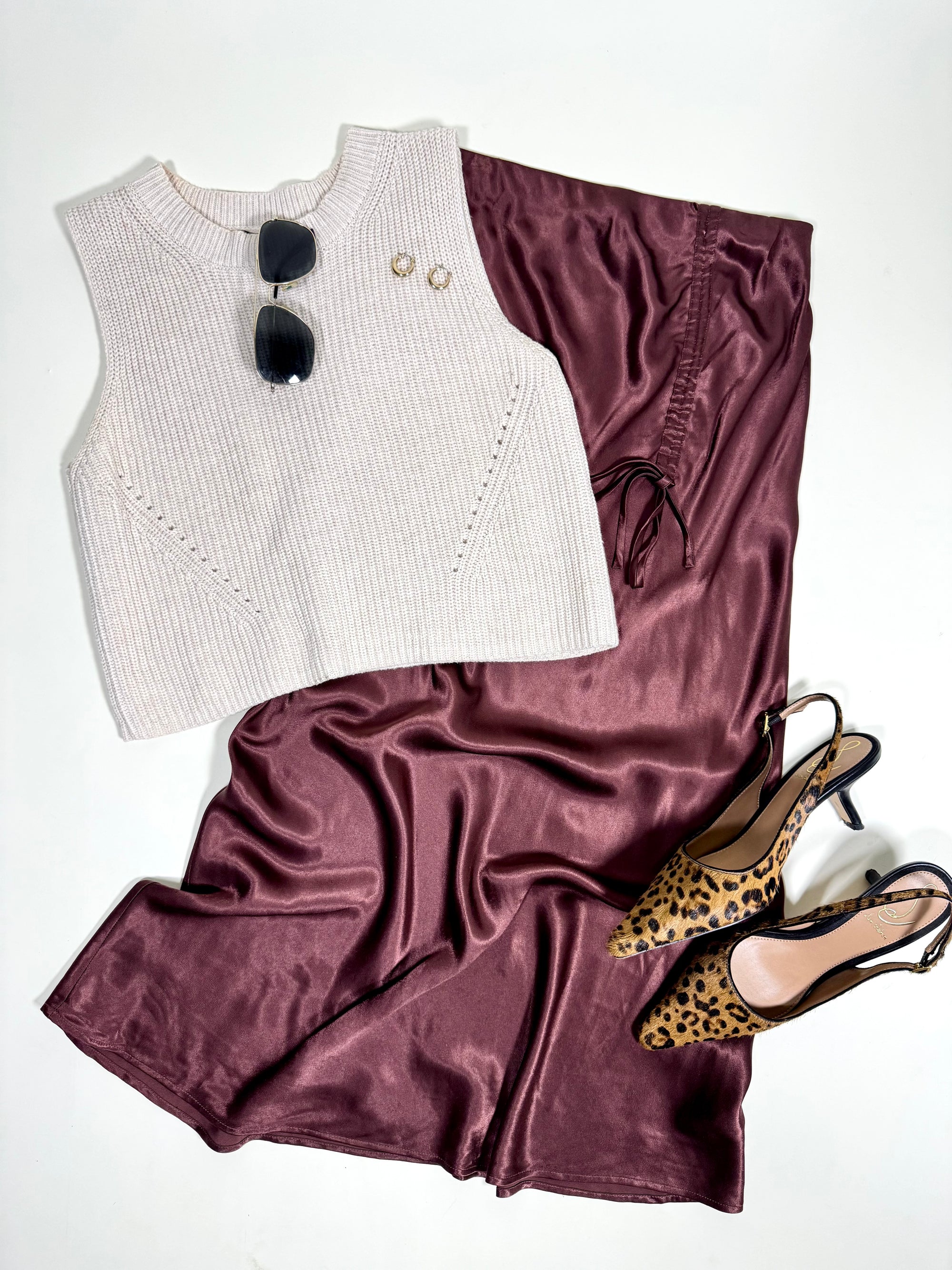 NWT Rails Mischa Satin Midi Skirt