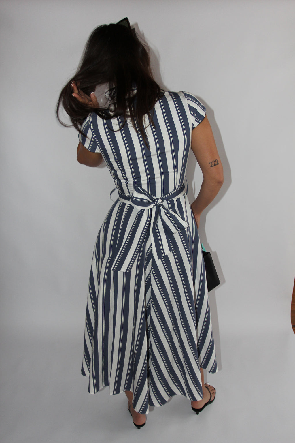 Loretta Caponi Zoe Dress in Air Force Blue Stripes