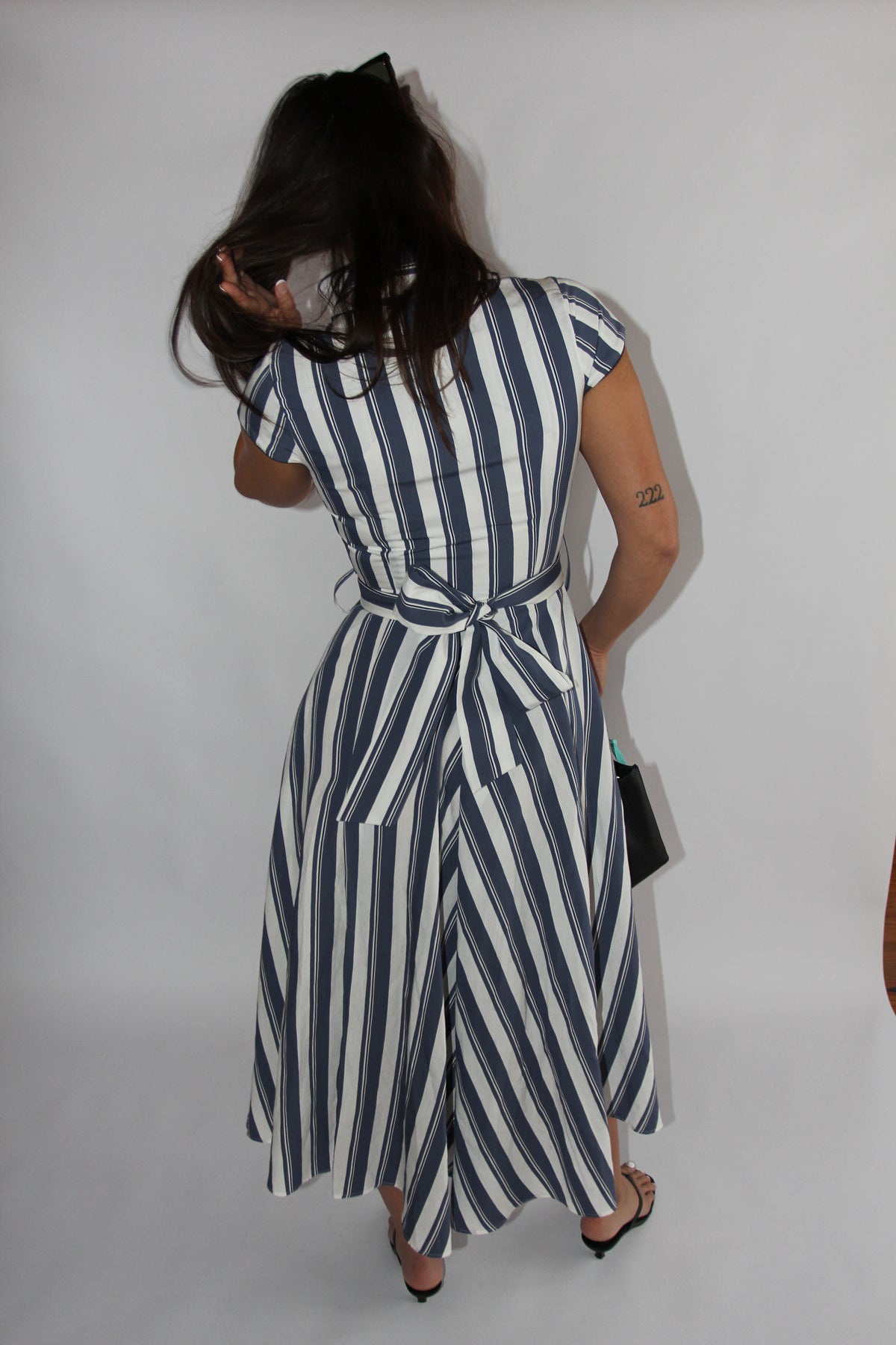 Loretta Caponi Zoe Dress in Air Force Blue Stripes