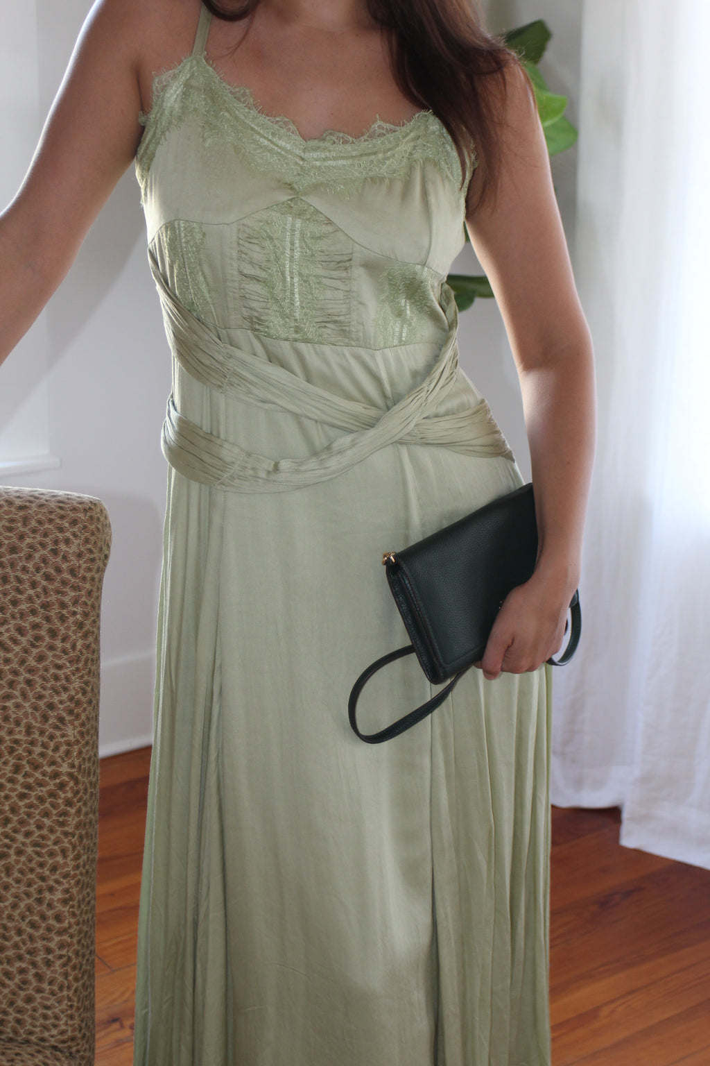 Anthropologie Let Me Be A-Line Lace-Trimmed Midi Dress