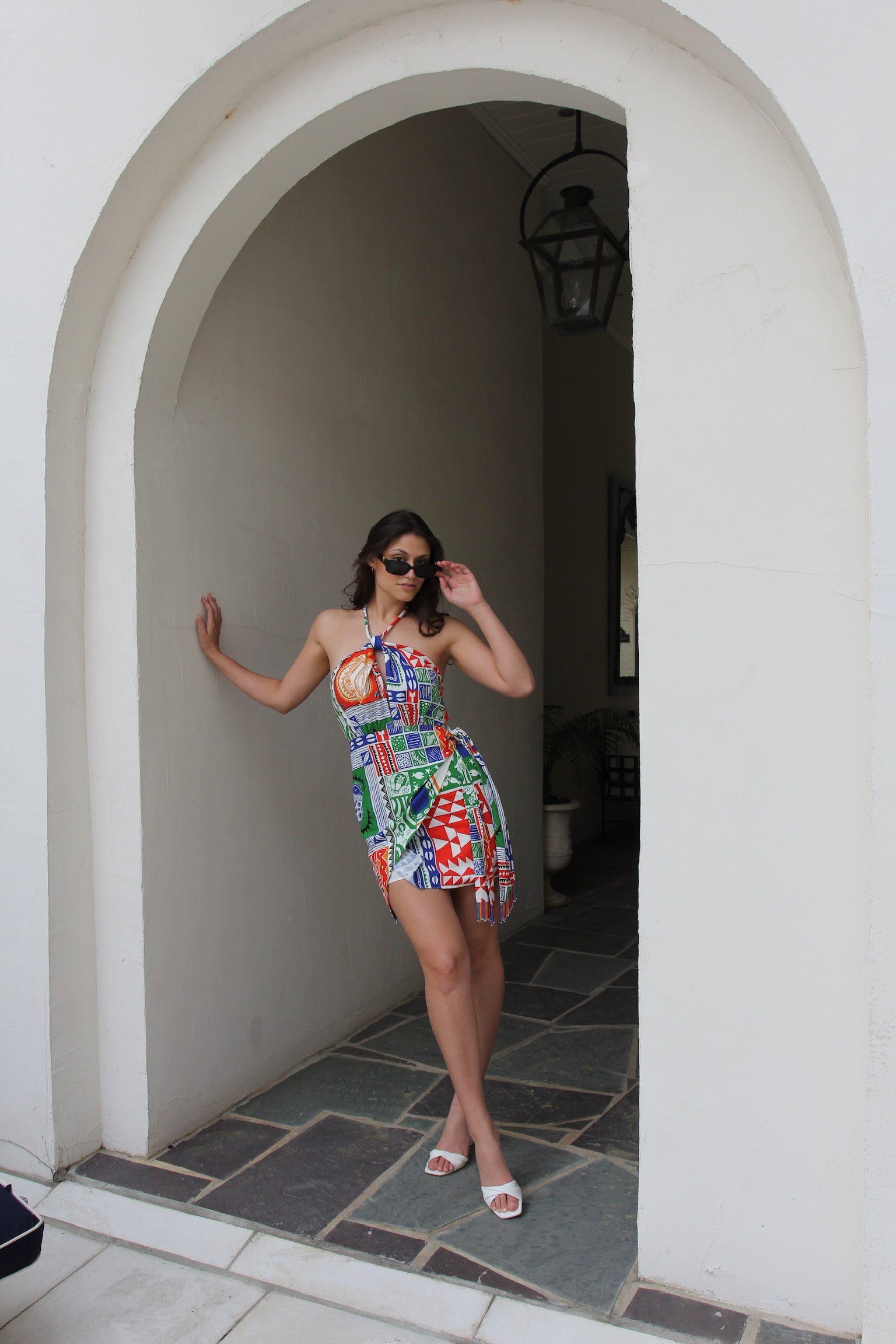 Farm Rio Off-White Pitta Colors Mini Dress