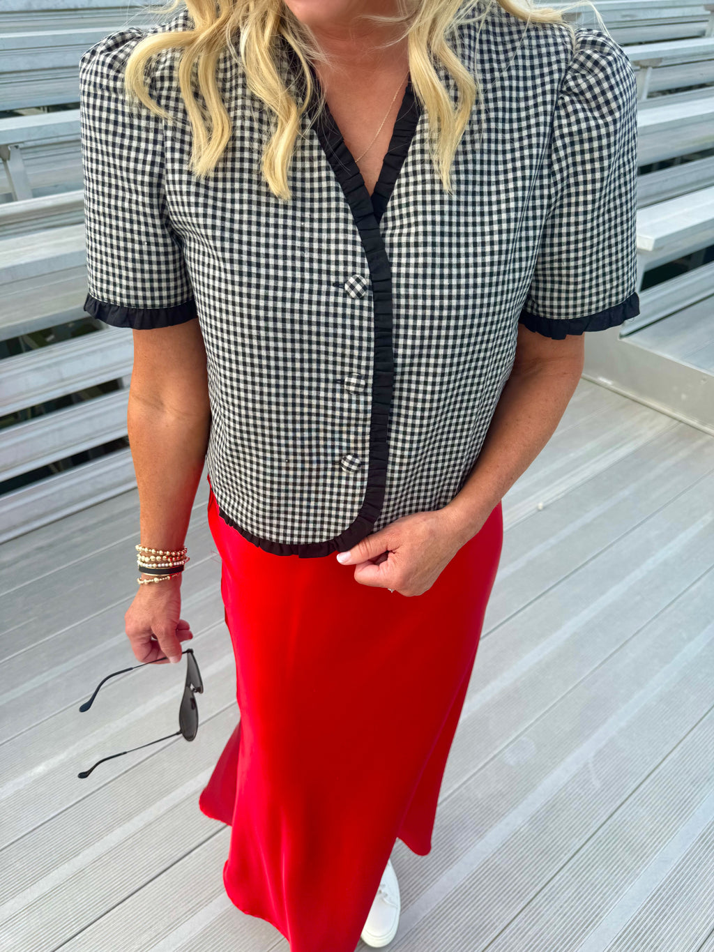 Gingham Black and White Top