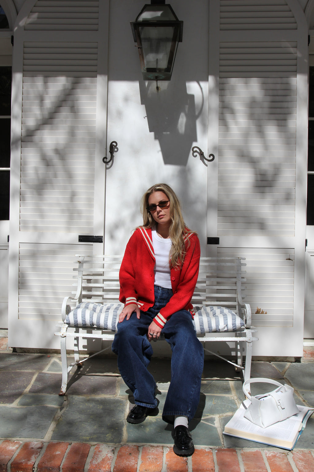 Red Sailor Knit Cardigan